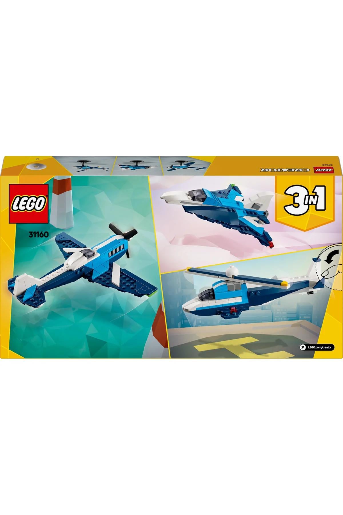 ® Creator 3’ü 1 Arada Uçak: Yarış Uçağı 31160 - 7+ Çocuklar için Yaratıcı Oyuncak Yapım Seti (178P)-Lego