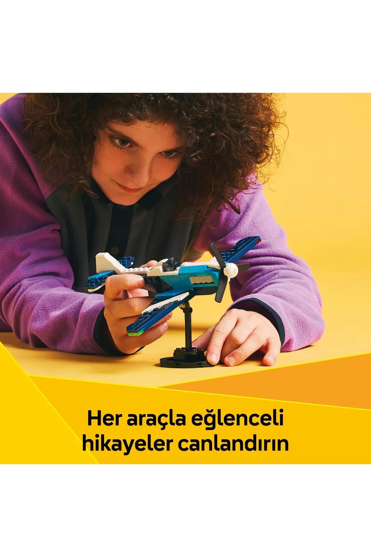 ® Creator 3’ü 1 Arada Uçak: Yarış Uçağı 31160 - 7+ Çocuklar için Yaratıcı Oyuncak Yapım Seti (178P)-Lego