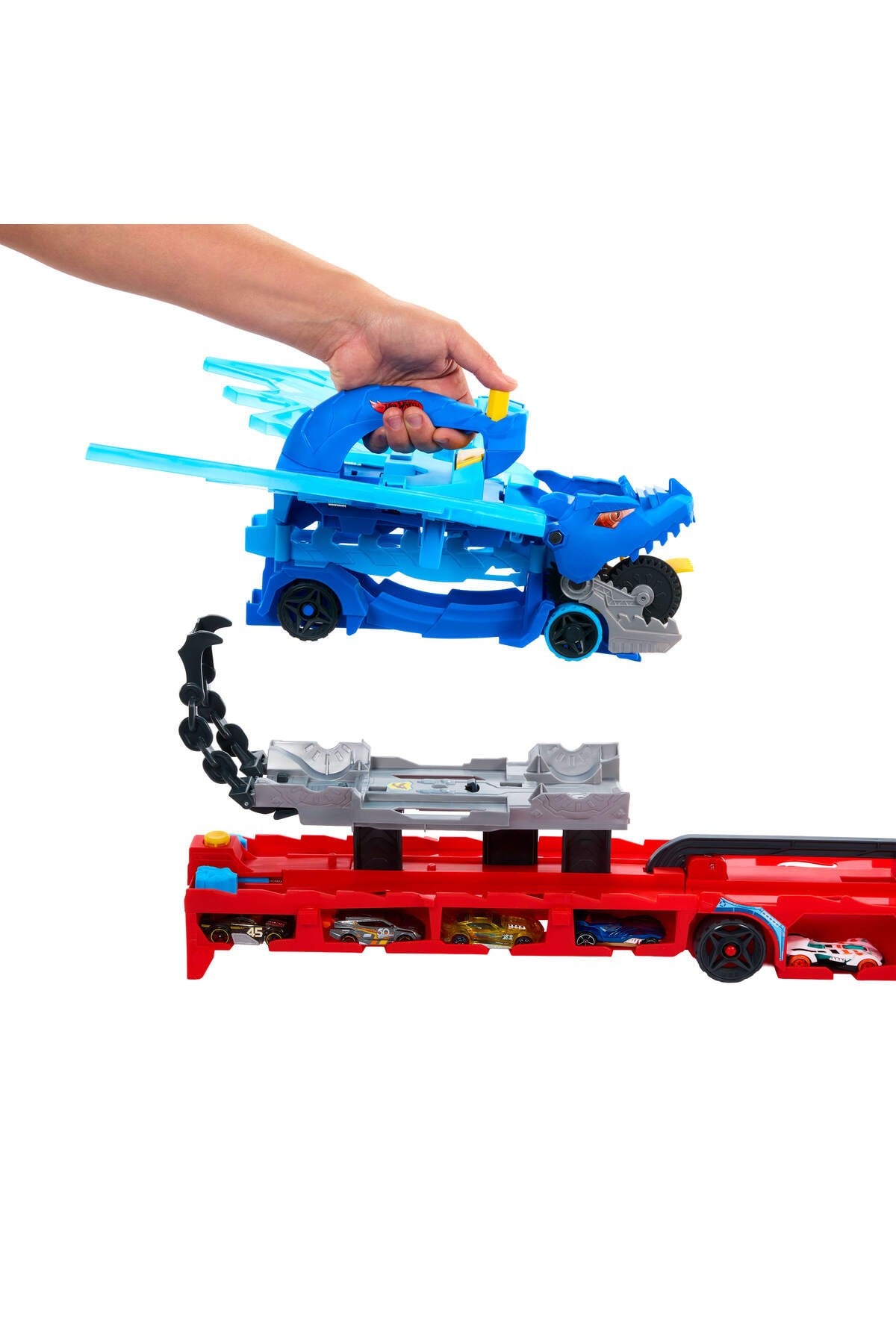 ® Dev Taşıyıcı Tır ve 2 adet 1:64 ölçekli oyuncak araba JBM72-Araba Garaj ve Setleri