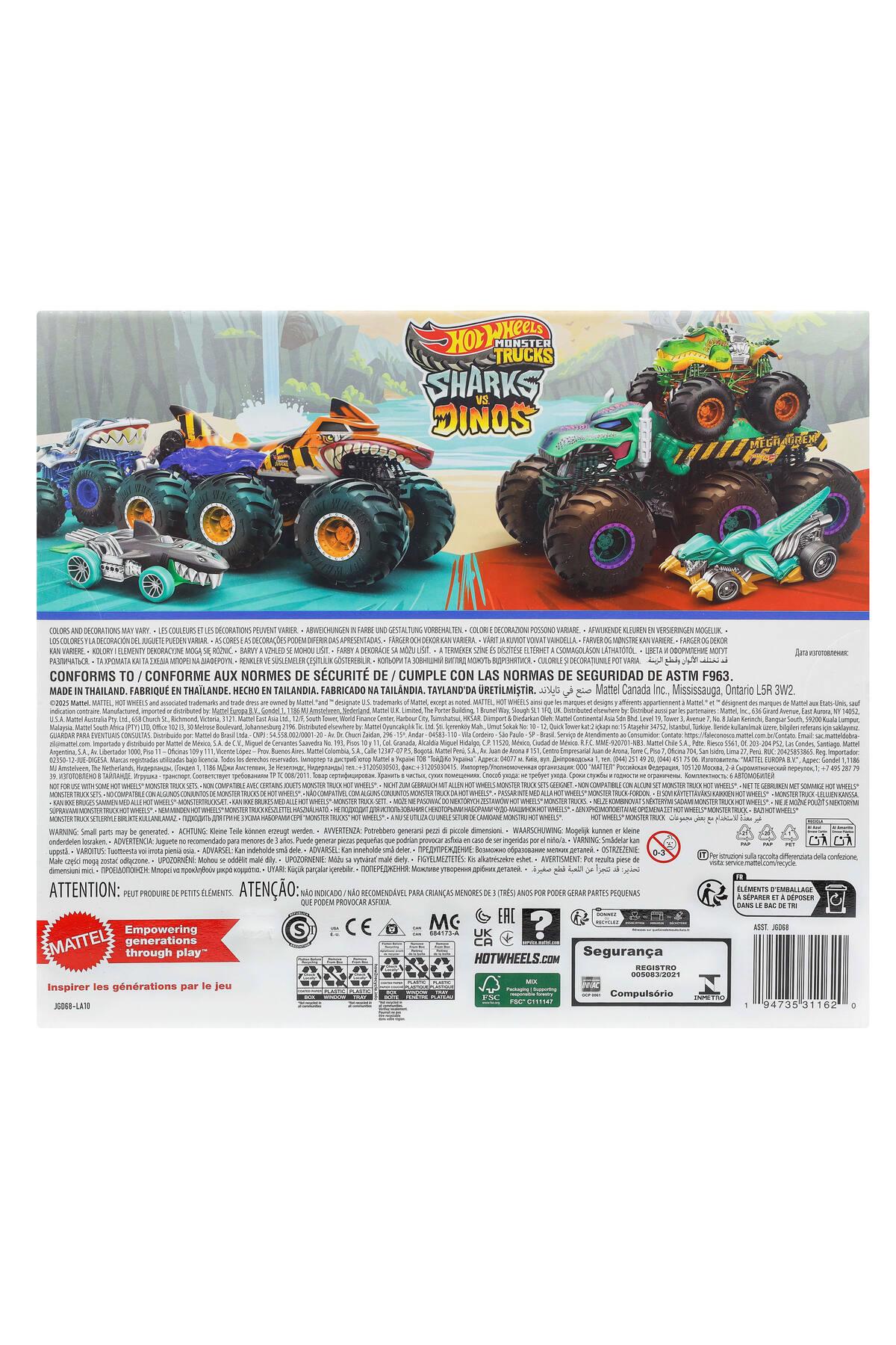 ® Monster Trucks Sharks & Dinos Araçlar Paketi JGD68-Oyuncak Arabalar ve Kamyonlar