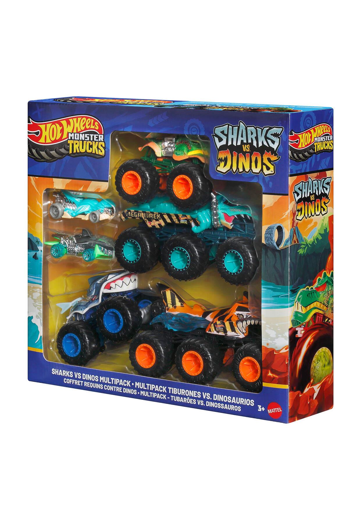 ® Monster Trucks Sharks & Dinos Araçlar Paketi JGD68-Oyuncak Arabalar ve Kamyonlar