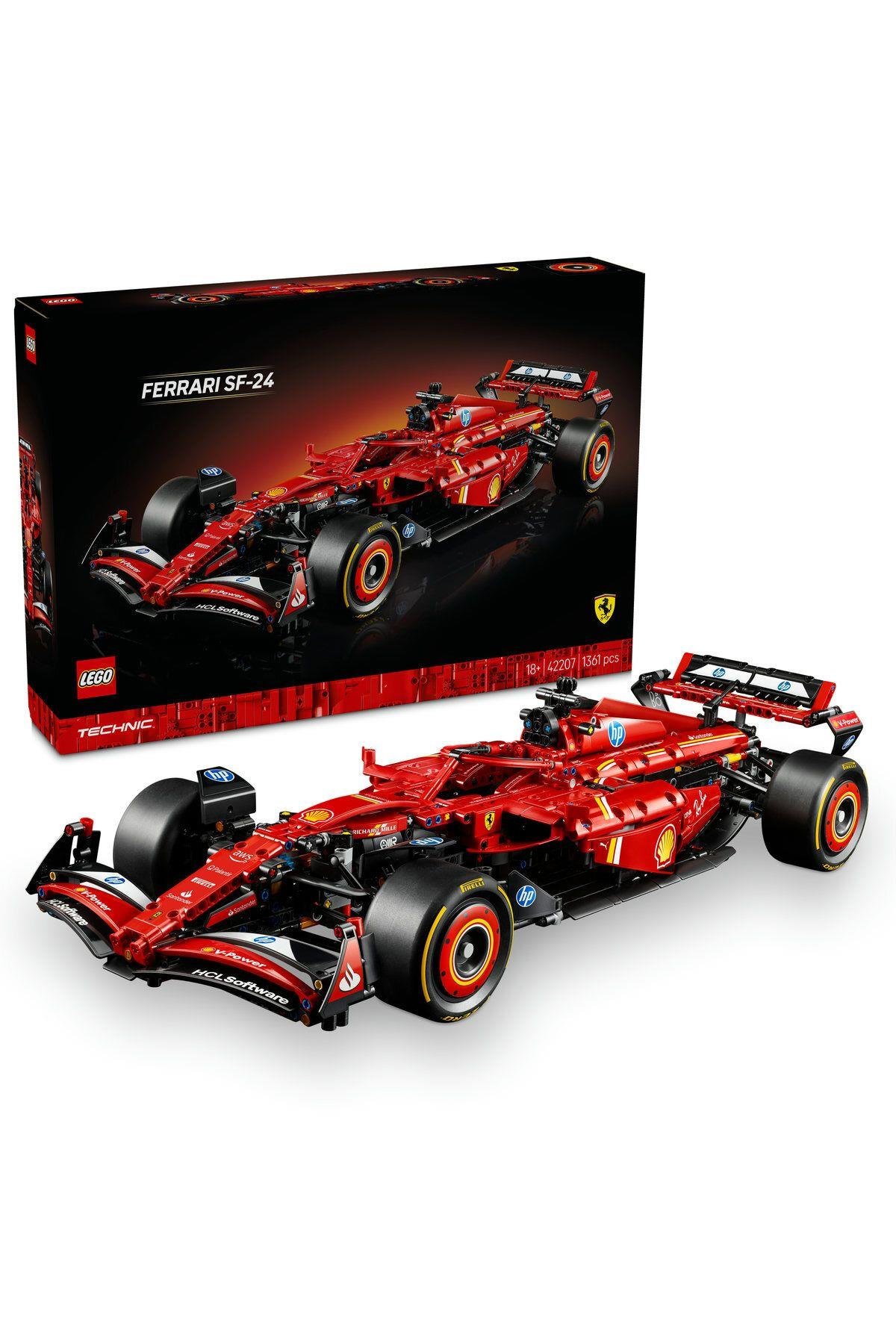 ® Technic Ferrari SF-24 F1 Araba 42207 - Yetişkinler için Yarış Arabası Yapım Seti (1361 Parça)-Lego Technic