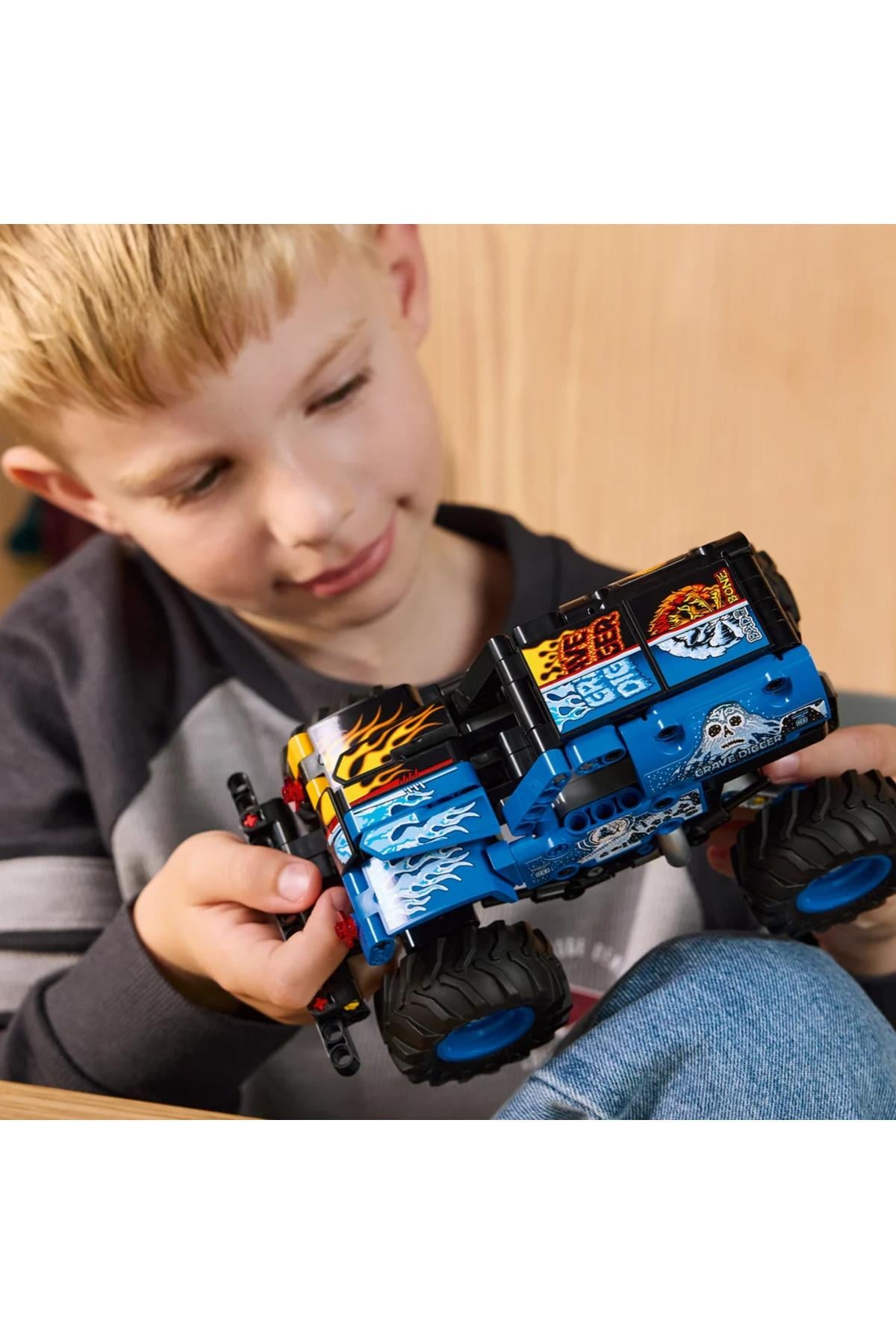 ® Technic Monster Jam™ Grave Digger™ Ateş ve Buz 42219 – 7+ Oyuncak Yapım Seti (263 Parça)-Lego