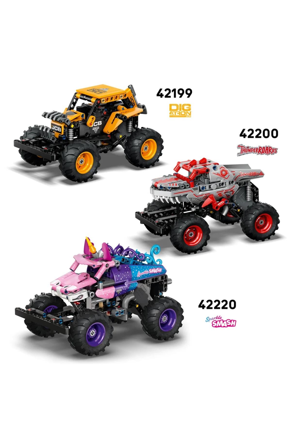 ® Technic Monster Jam™ Grave Digger™ Ateş ve Buz 42219 – 7+ Oyuncak Yapım Seti (263 Parça)-Lego