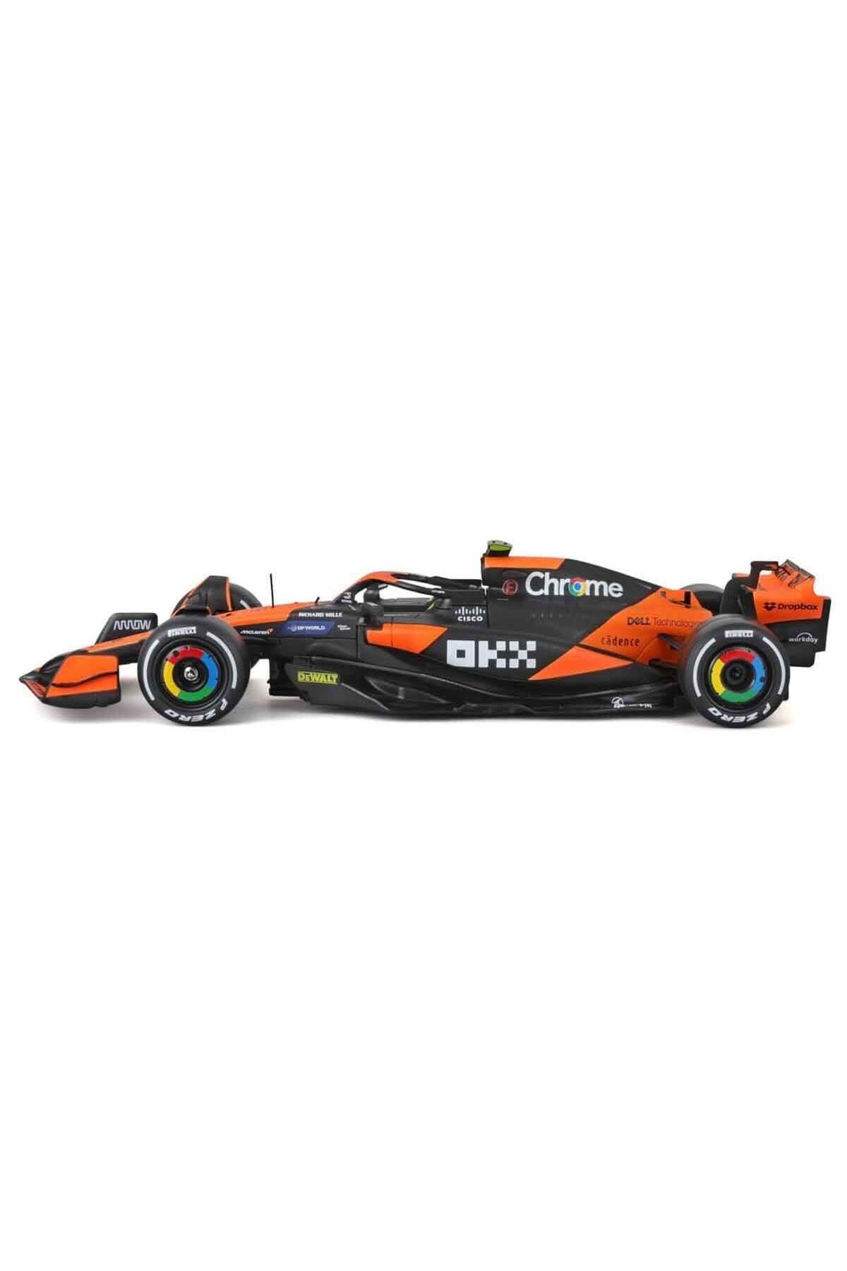 1:24 McLaren MCL38 Miami Grand Prix 2024 Figürlü Formula 1 Yarış Arabası - 4-Lando Norris-Araba Garaj ve Setleri