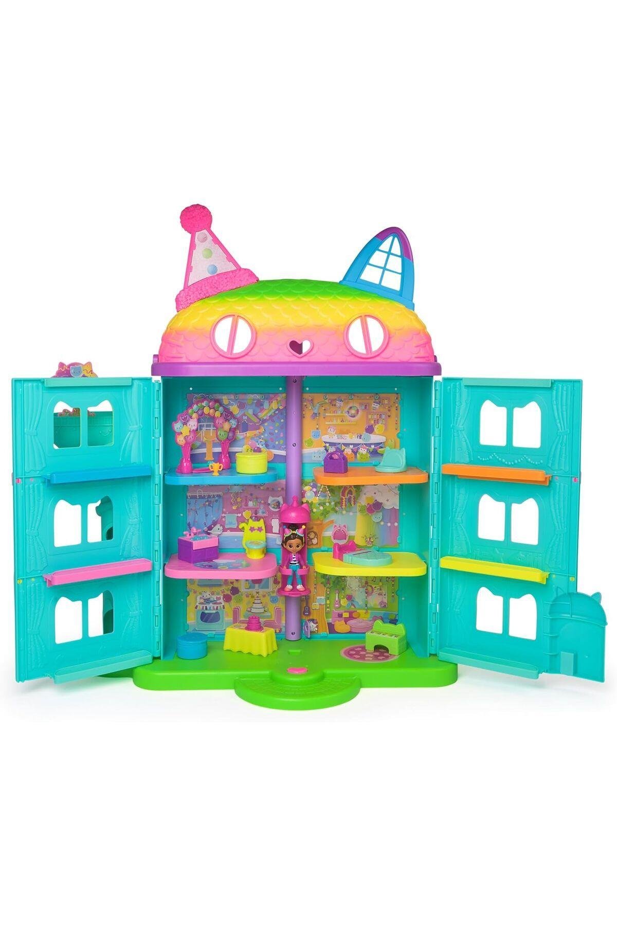 15 parça Purrfect Party Oyuncak Bebek Evi Oyun Seti Gökkuşağı Görünümlü-Kız Rol Oyuncakları