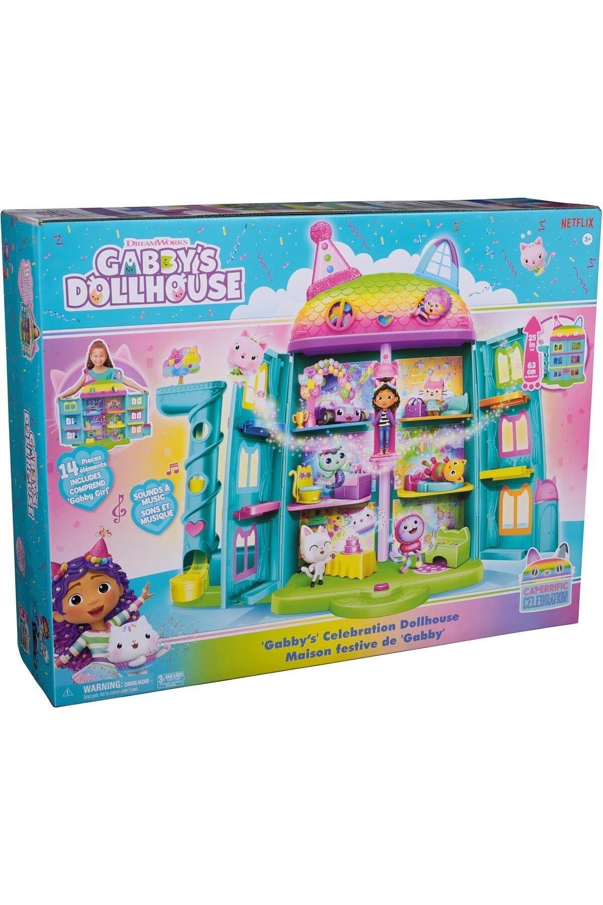 15 parça Purrfect Party Oyuncak Bebek Evi Oyun Seti Gökkuşağı Görünümlü-Kız Rol Oyuncakları