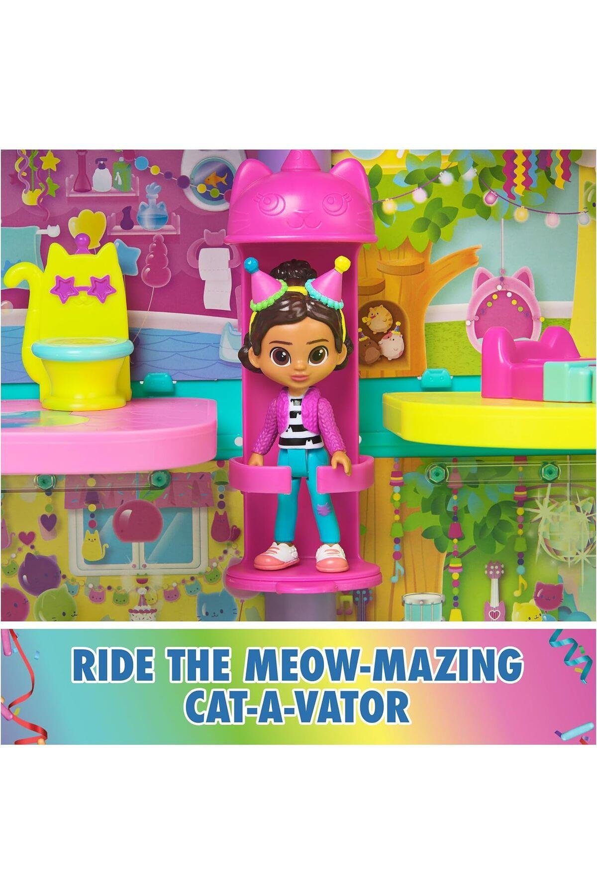 15 parça Purrfect Party Oyuncak Bebek Evi Oyun Seti Gökkuşağı Görünümlü-Kız Rol Oyuncakları