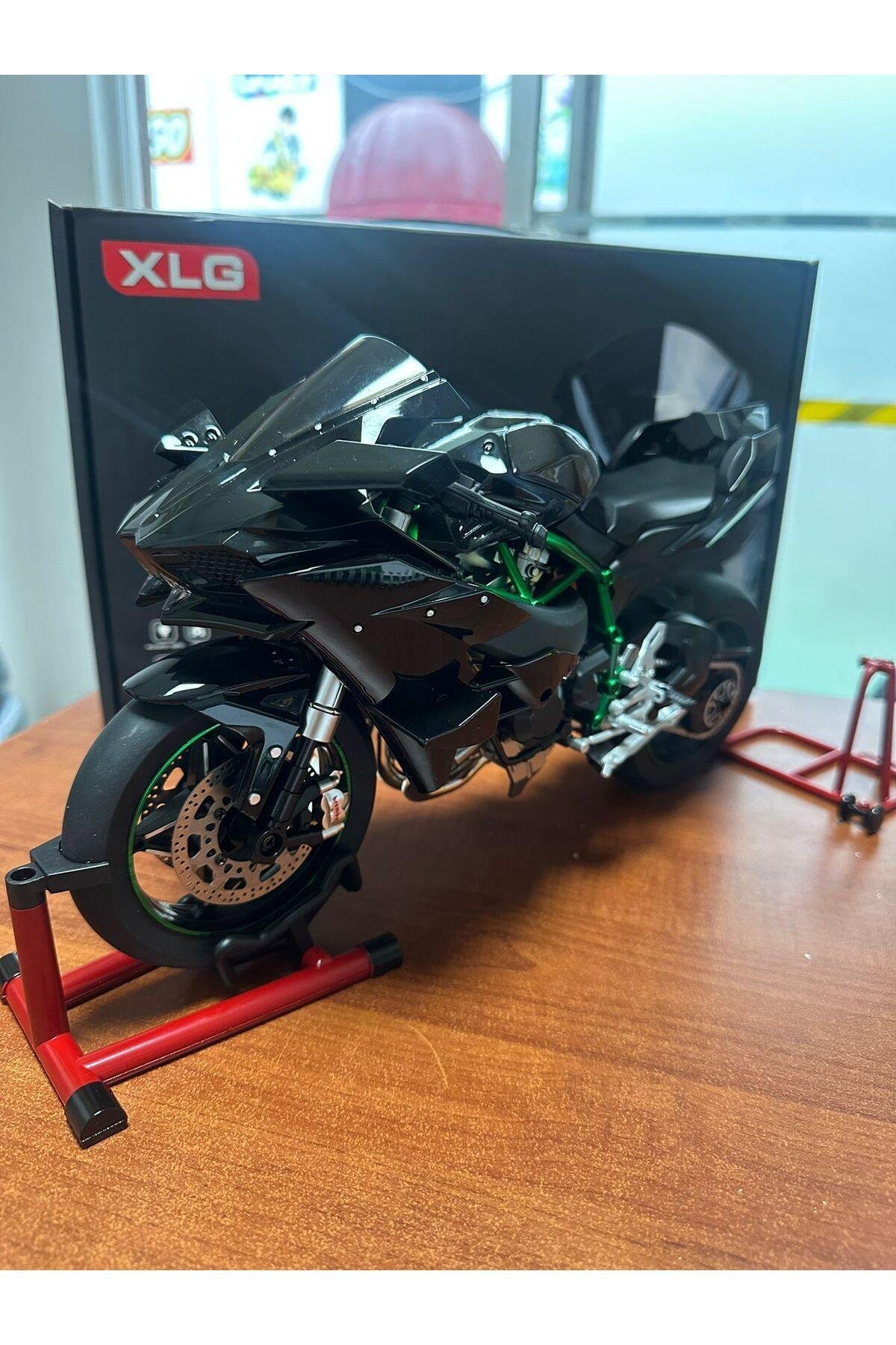 1:6 KAWASAKİ H2R IŞIKLI SESLİ EGZOS DUMANLI MOTOR MAKET-Maket Araçlar