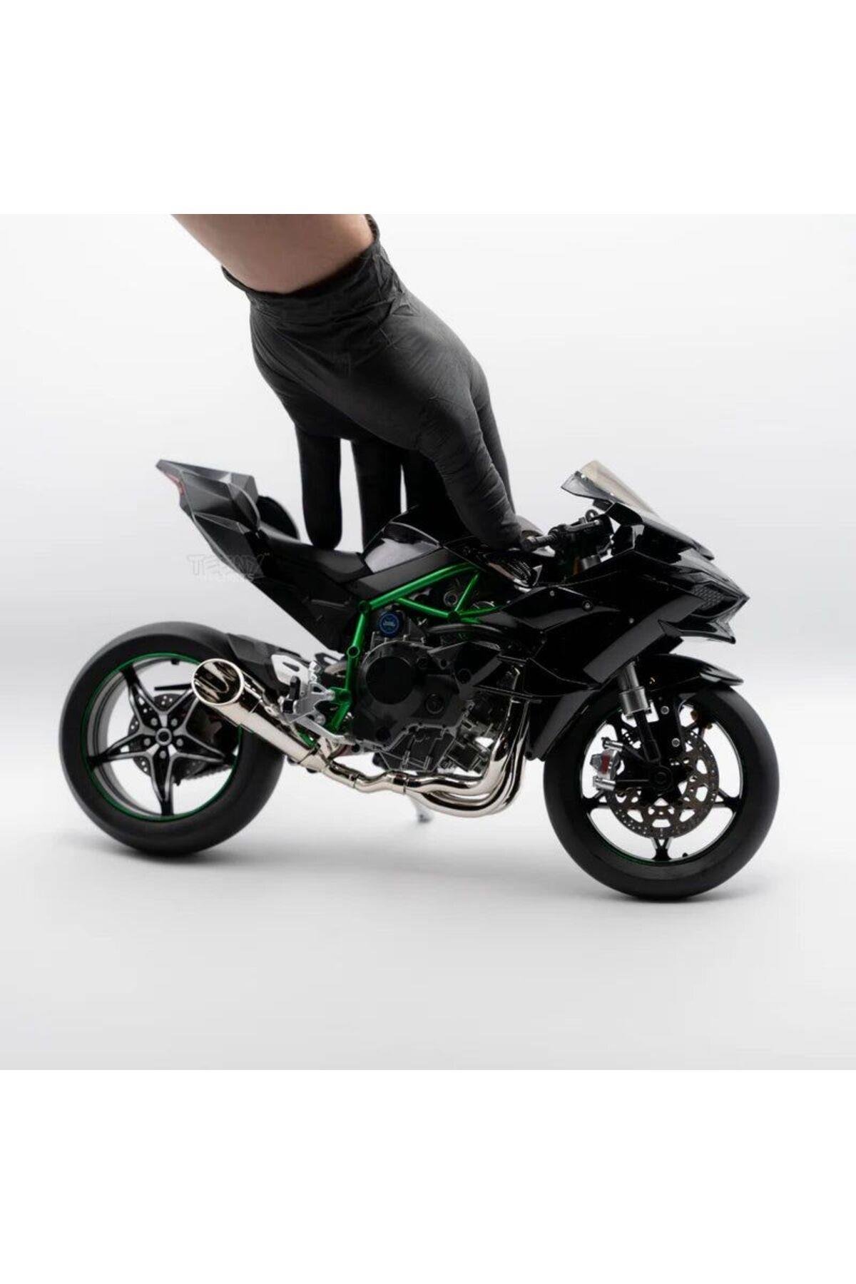 1:6 KAWASAKİ H2R IŞIKLI SESLİ EGZOS DUMANLI MOTOR MAKET-Maket Araçlar