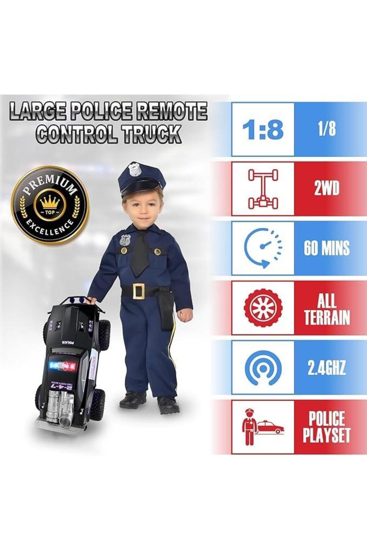 1:8 Şarj Edilebilen Uzaktan Kumandalı Işıklı Polis Hız Arabası-Uzaktan Kumandalı Araçlar