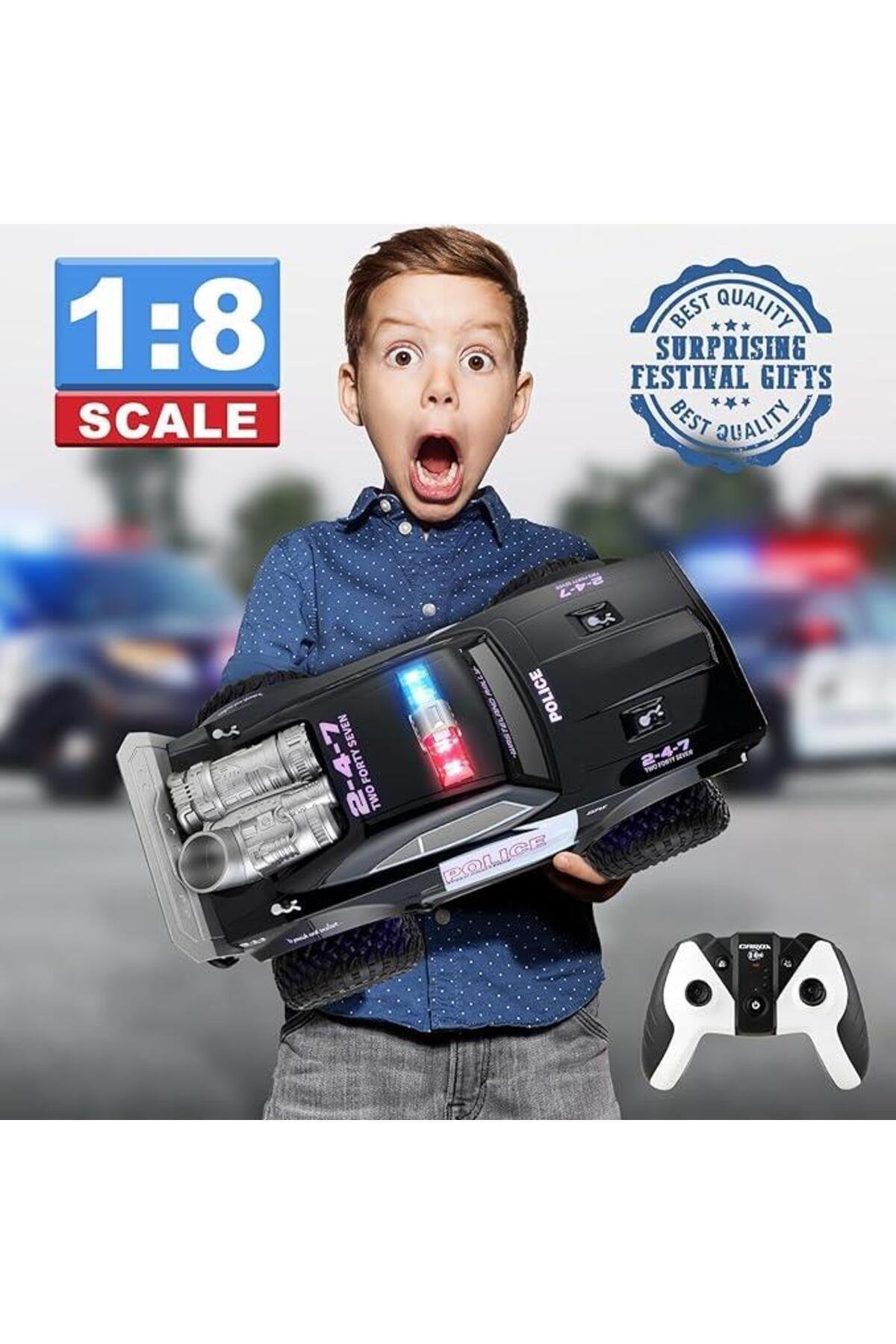 1:8 Şarj Edilebilen Uzaktan Kumandalı Işıklı Polis Hız Arabası-Uzaktan Kumandalı Araçlar