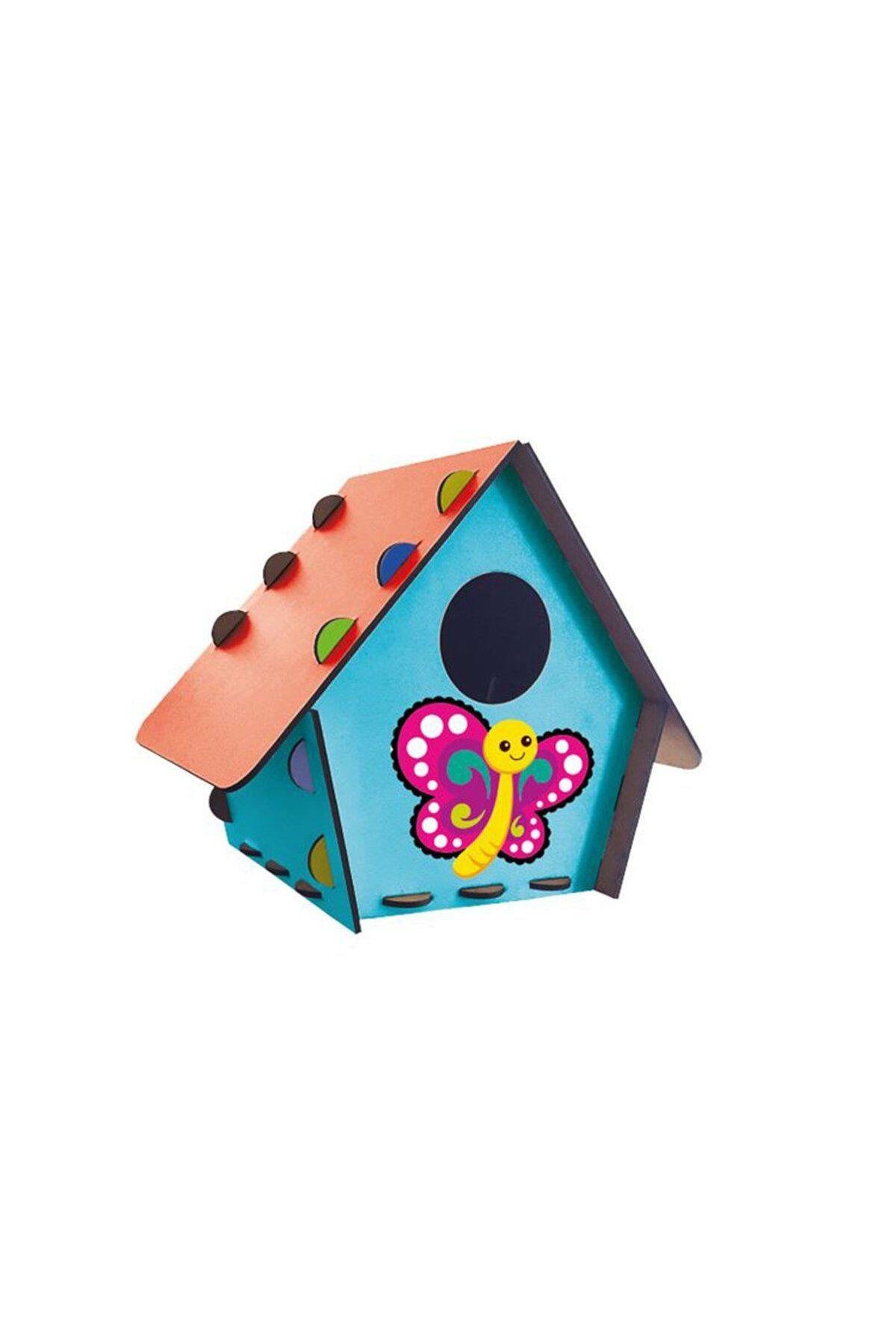 5070 Kuş Evi Maket Boyama Aktivite Ahşap Puzzle Kendin Yap-Eğitici Oyuncak