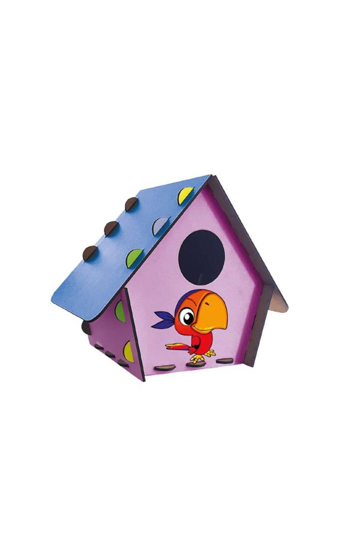 5070 Kuş Evi Maket Boyama Aktivite Ahşap Puzzle Kendin Yap-Eğitici Oyuncak