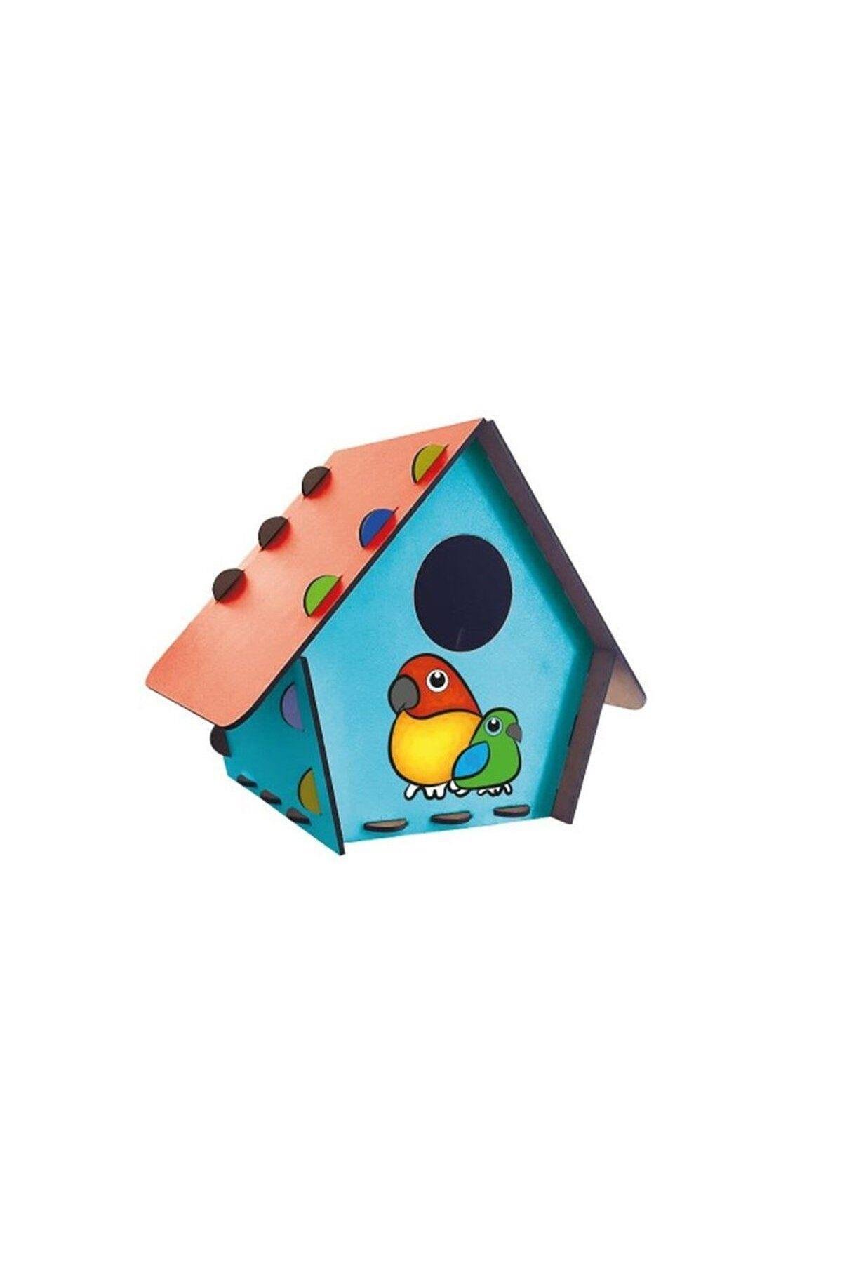 5070 Kuş Evi Maket Boyama Aktivite Ahşap Puzzle Kendin Yap-Eğitici Oyuncak
