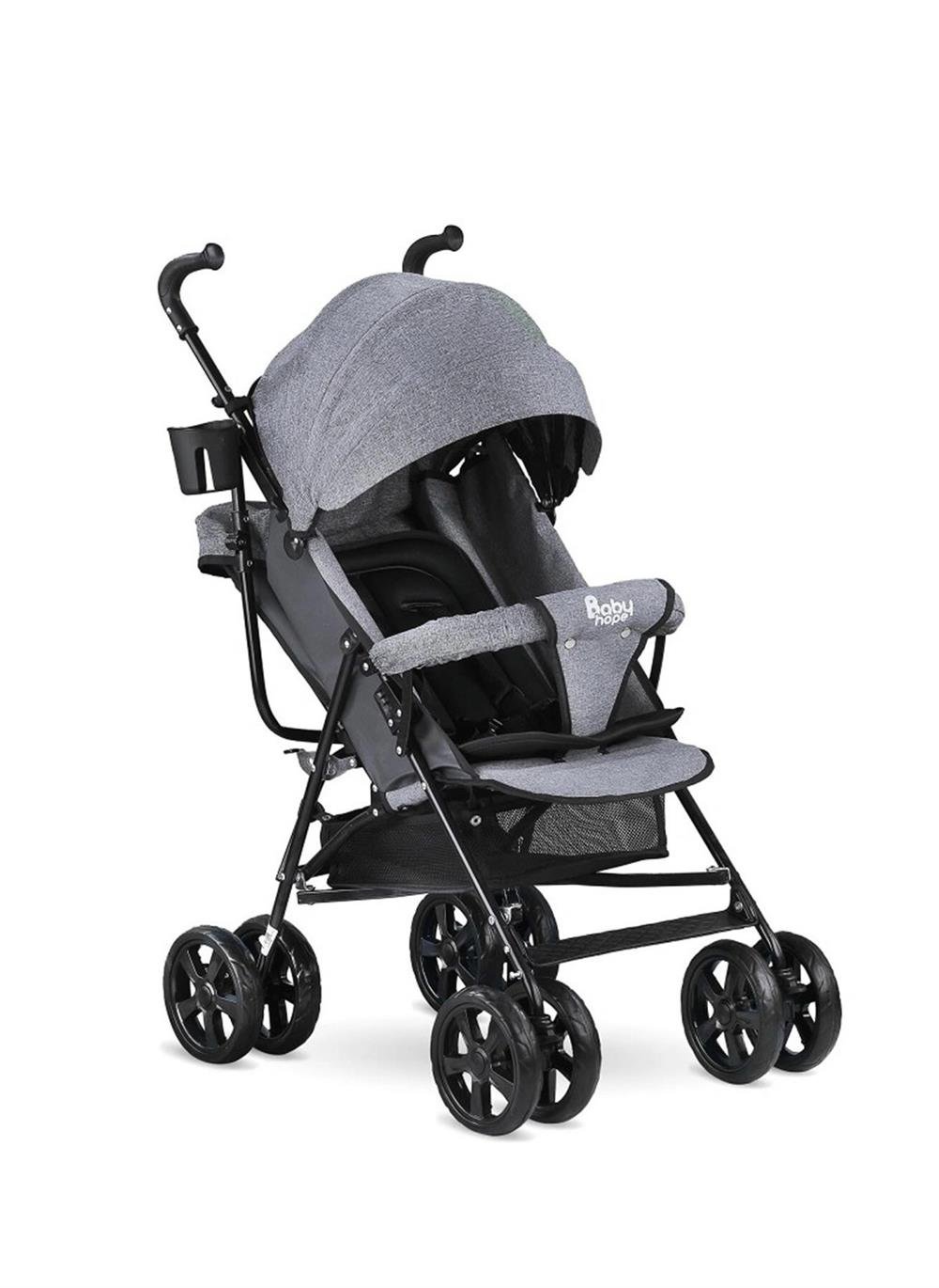 Babyhope SA7 Tam Yatar Baston Bebek Arabası Gri-Bebek Arabaları