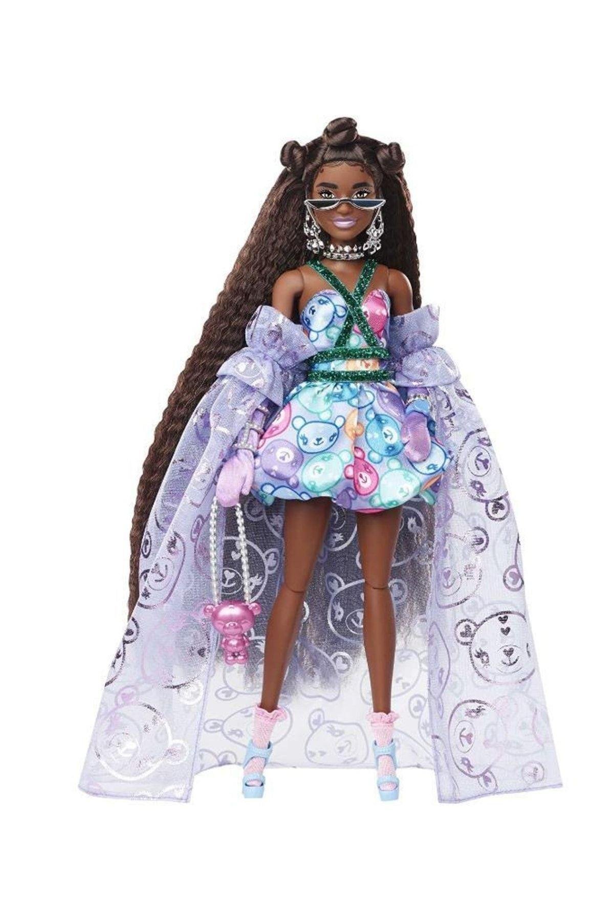 Barbie Extra Fancy Bebek Ve Hayvan Dostu Mor Elbiseli Bebek-Oyuncak Bebekler