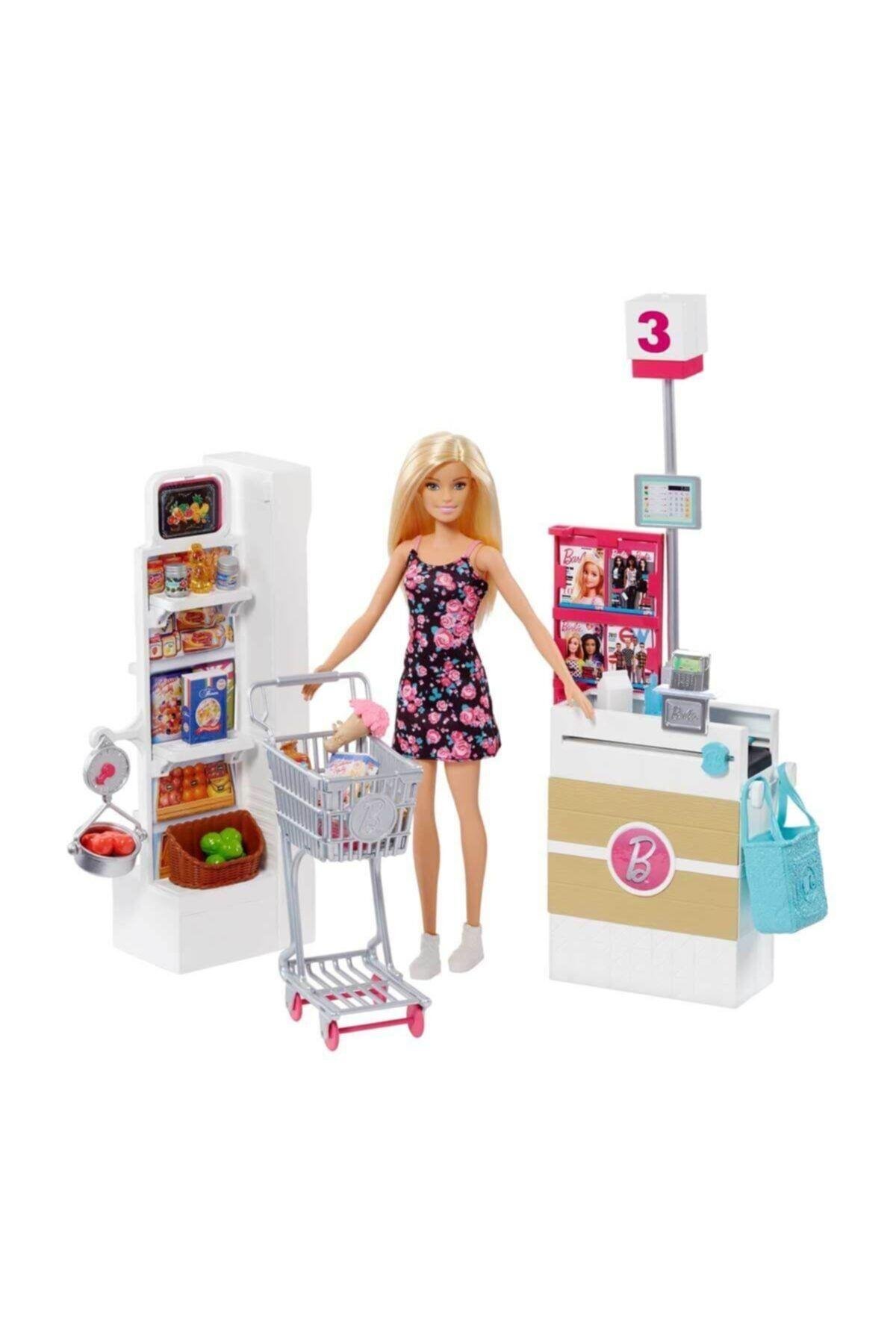 Barbie Süpermarkette Oyun Seti, Alışveriş Sepeti Ve 25'ten Fazla Aksesuar Dahil Frp01-Oyuncak Bebekler