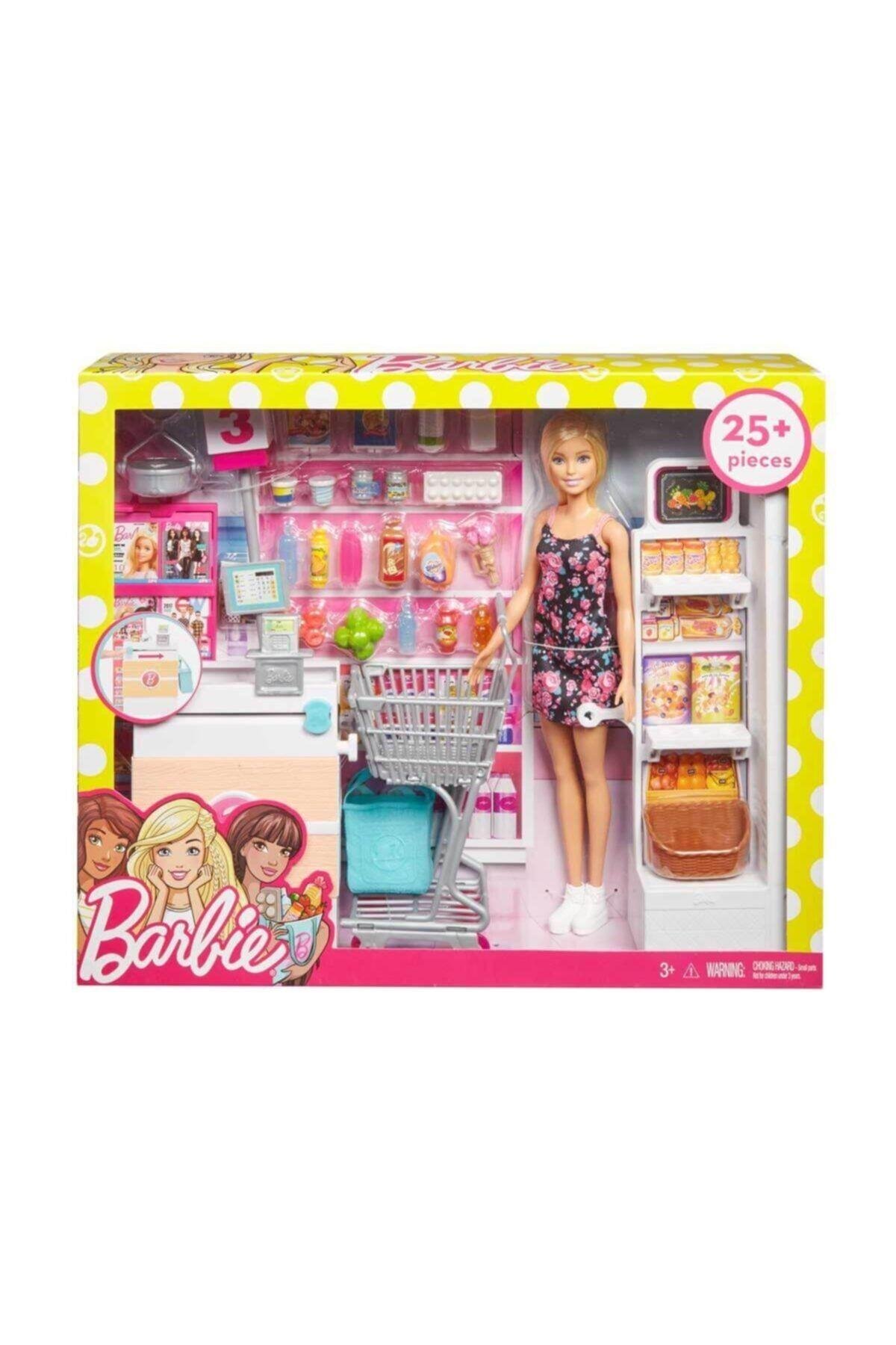Barbie Süpermarkette Oyun Seti, Alışveriş Sepeti Ve 25'ten Fazla Aksesuar Dahil Frp01-Oyuncak Bebekler