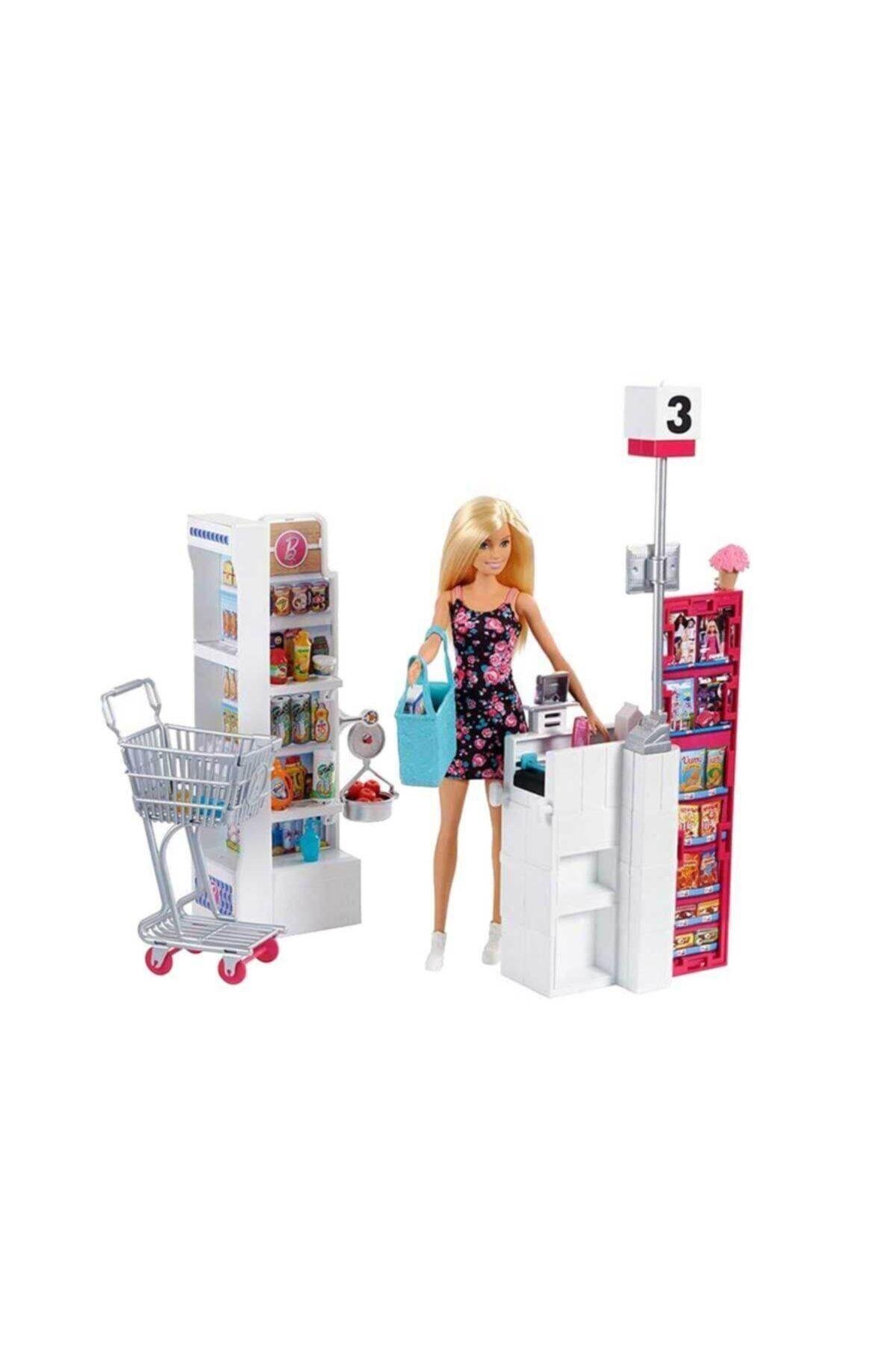 Barbie Süpermarkette Oyun Seti, Alışveriş Sepeti Ve 25'ten Fazla Aksesuar Dahil Frp01-Oyuncak Bebekler