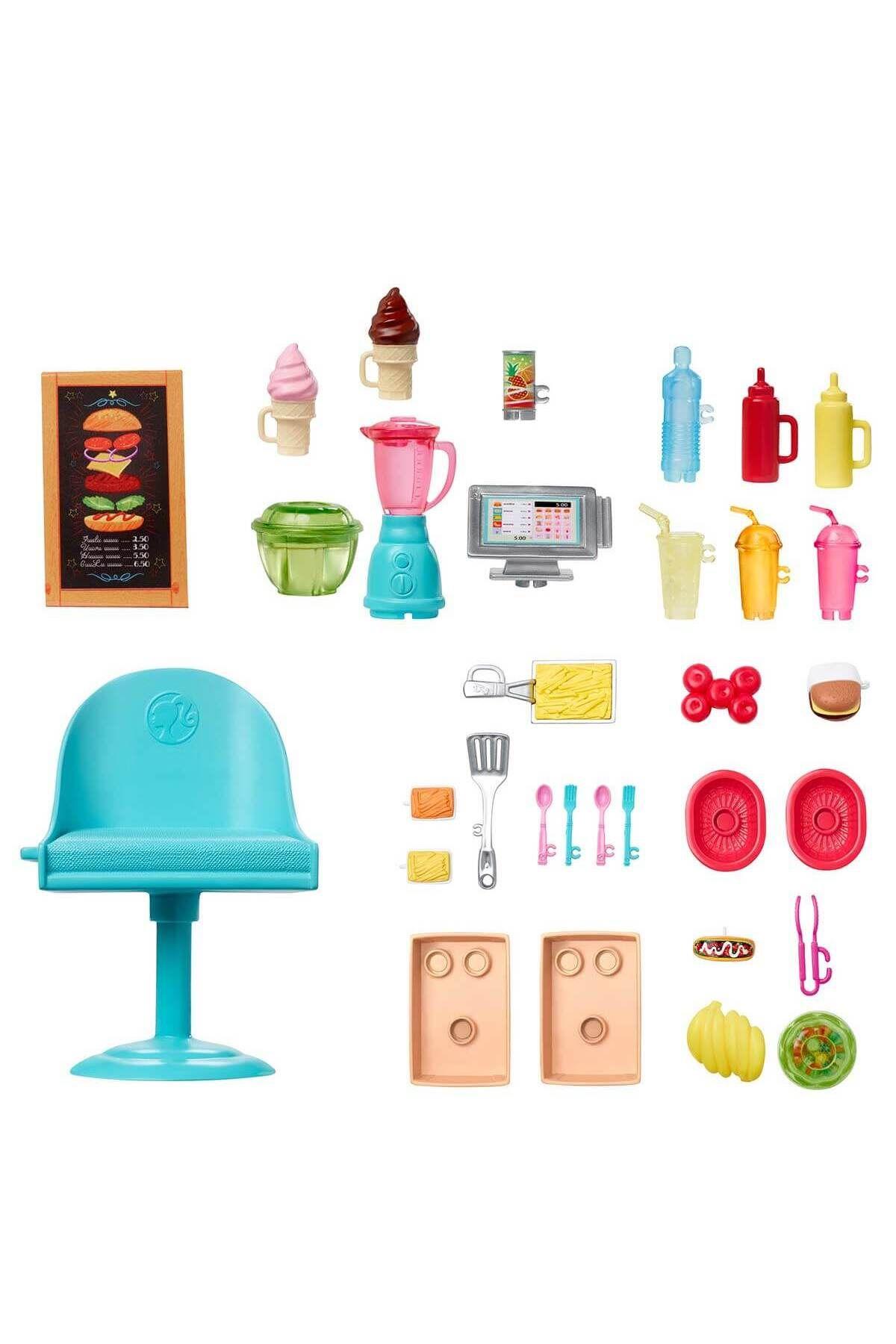 Barbie Yemek Arabası ve 30 figür GMW07-Oyuncak Bebekler