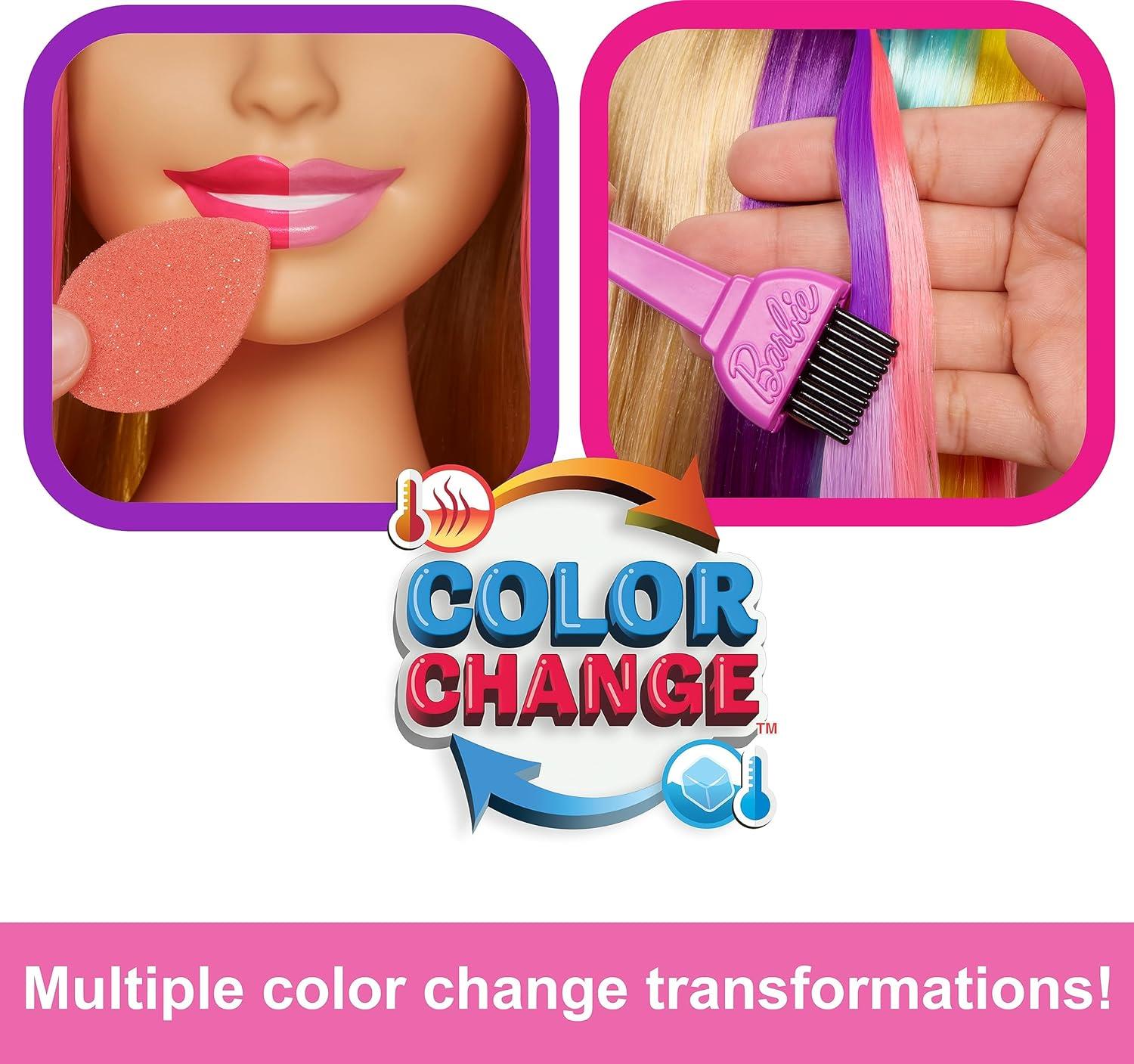 Barbie'nin Gökkuşağı Saçlı Büstü ve Aksesuarları HDM78-Oyuncak Bebekler