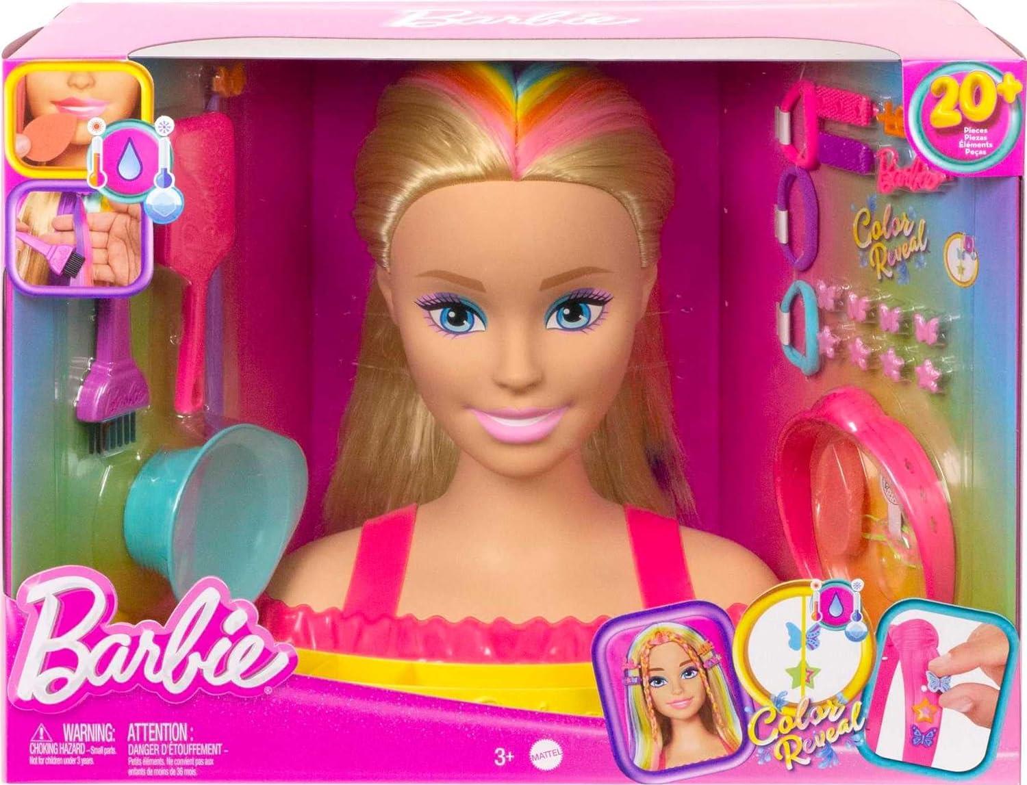 Barbie'nin Gökkuşağı Saçlı Büstü ve Aksesuarları HDM78-Oyuncak Bebekler