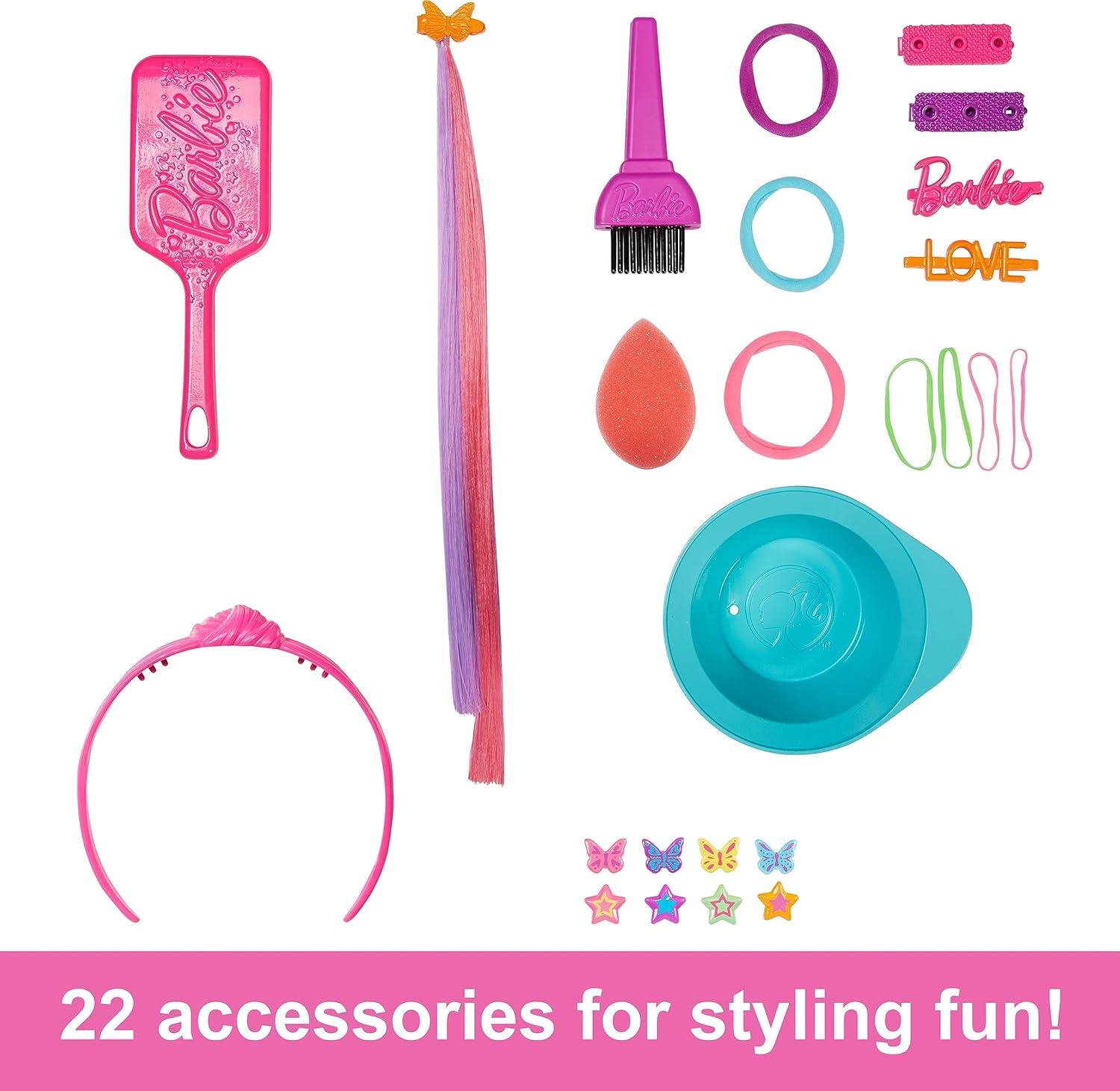 Barbie'nin Gökkuşağı Saçlı Büstü ve Aksesuarları HDM78-Oyuncak Bebekler