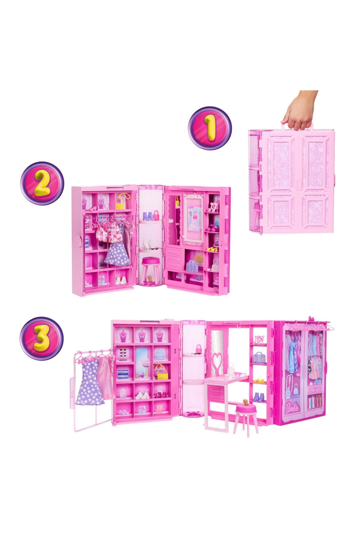 Barbie'nin Rüya Gardırobu ve Bebek Oyun Seti HXD58-Oyuncak Bebekler