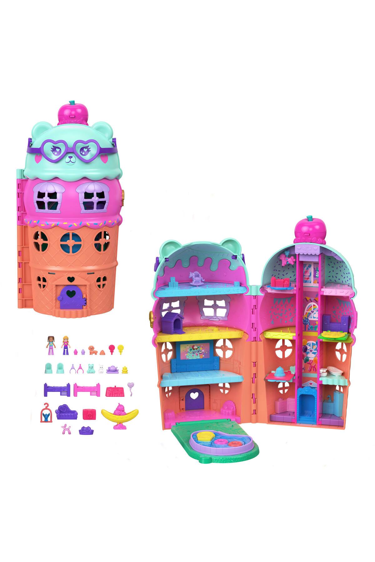 bebekler ve oyun seti, mobilya ve evcil hayvanlar dahil asansörlü Dondurma Evi JFT91-Oyuncak Bebekler