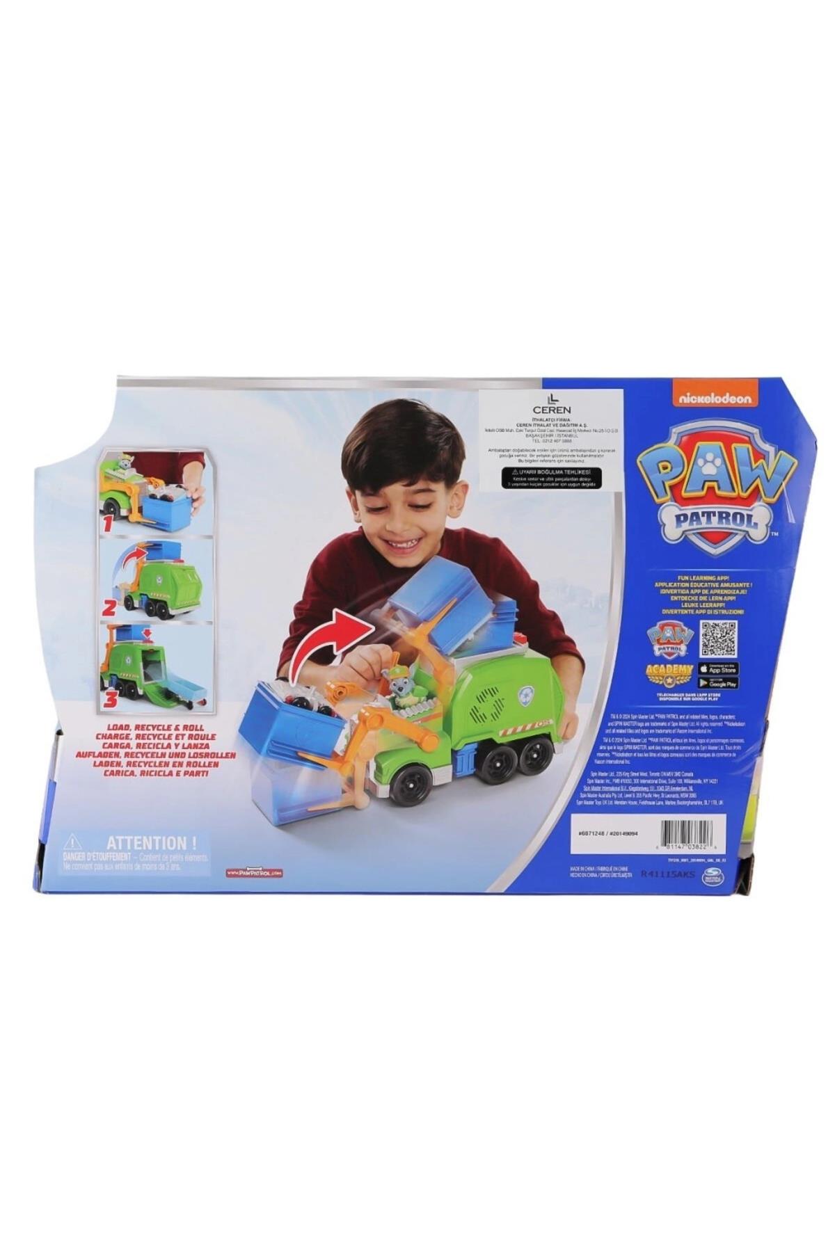 BFS SPM-6071248 PaW Patrol Rocky ile Crush N Roll Geri Dönüşüm Kamyonu-Karakter Figürleri