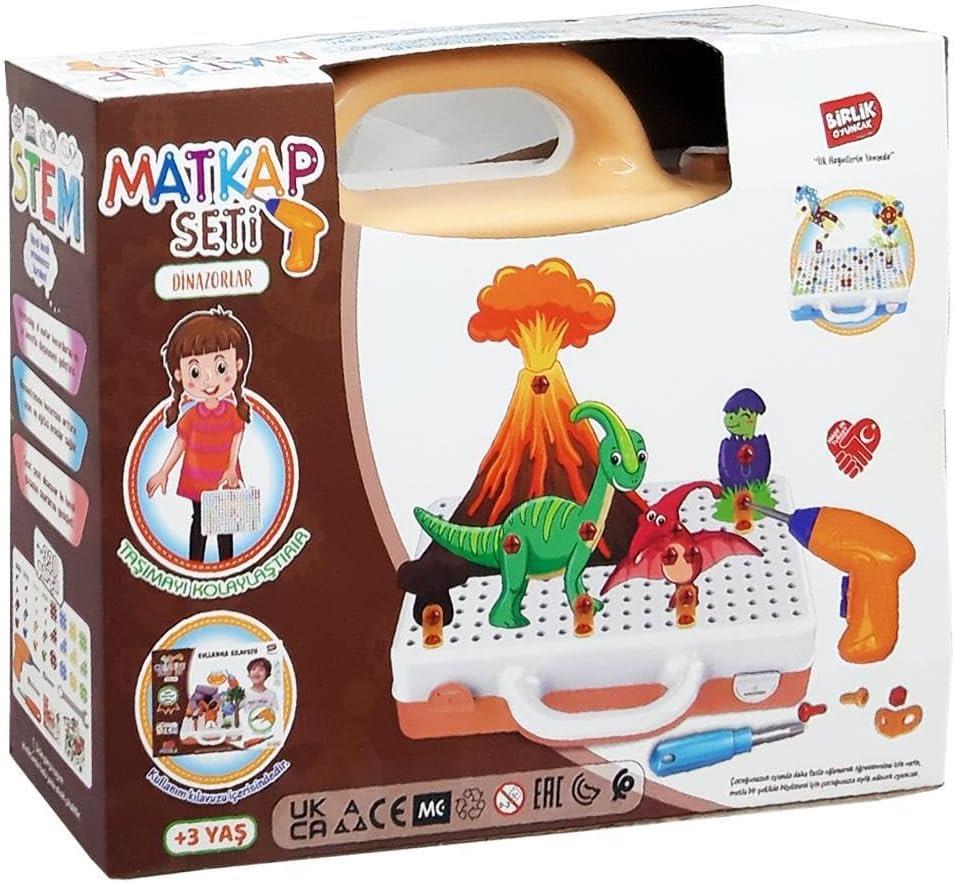 Birlik Oyuncak 3D Matkap Seti Söktak Dinazorlar Eğitici Matkap Seti330 Parça-Eğitici Oyuncak