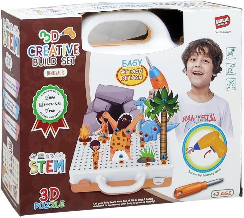 Birlik Oyuncak 3D Matkap Seti Söktak Dinazorlar Eğitici Matkap Seti330 Parça-Eğitici Oyuncak