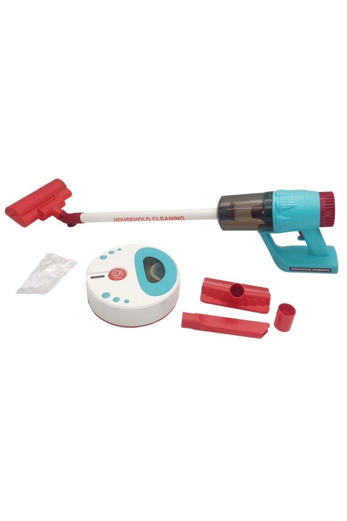 CAN OYUNCAK Temizlik Robotu ve Kablosuz Dikey Süpürge Set HJ608 Sesli Işıklı Oyuncak Dikey Süpürge-Kız Rol Oyuncakları