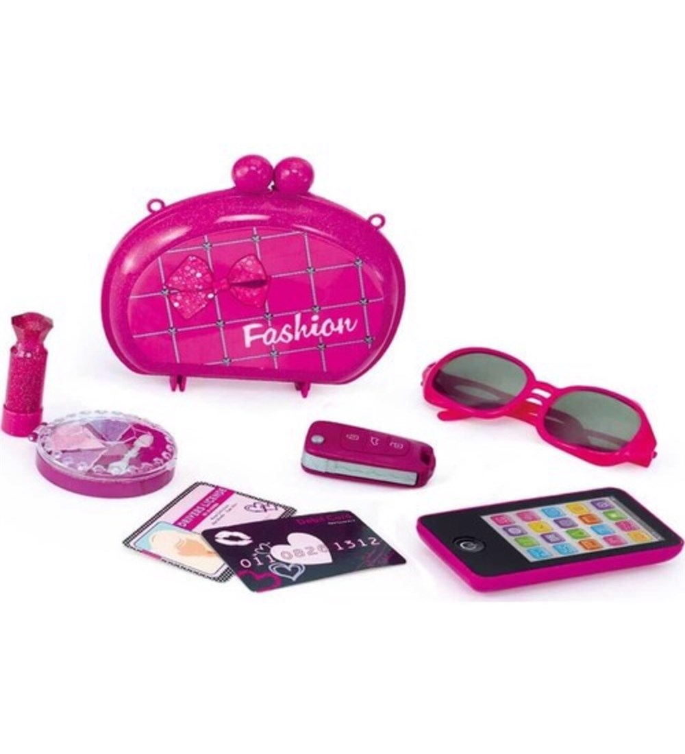 Çantalı Güzellik Oyun Seti - Kolye-Pembe Telefon-Oyuncak Bebekler