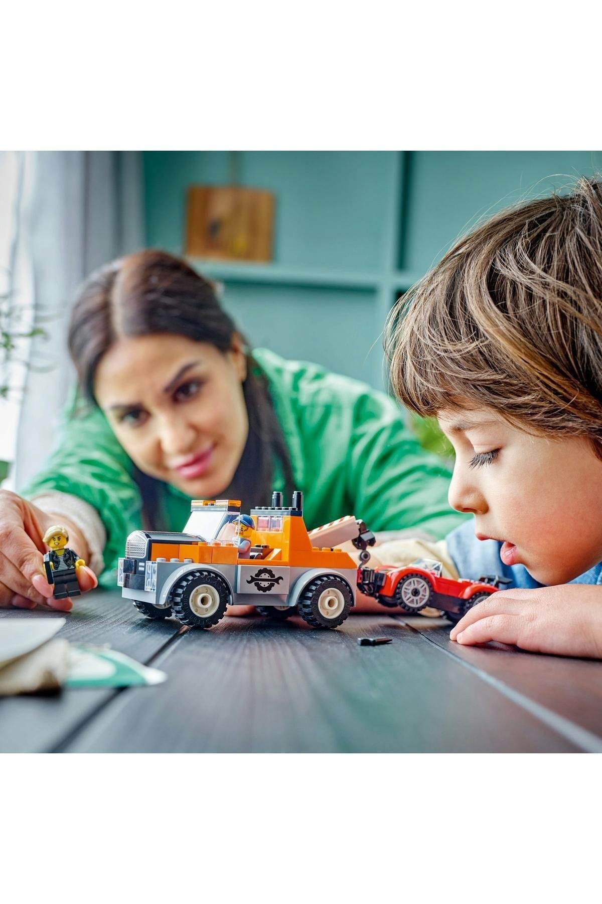 City Çekici Kamyon ve Spor Araba Tamiri 60435 - 4 Yaş ve Üzeri Çocuklar için Yaratıcı Oy-Lego