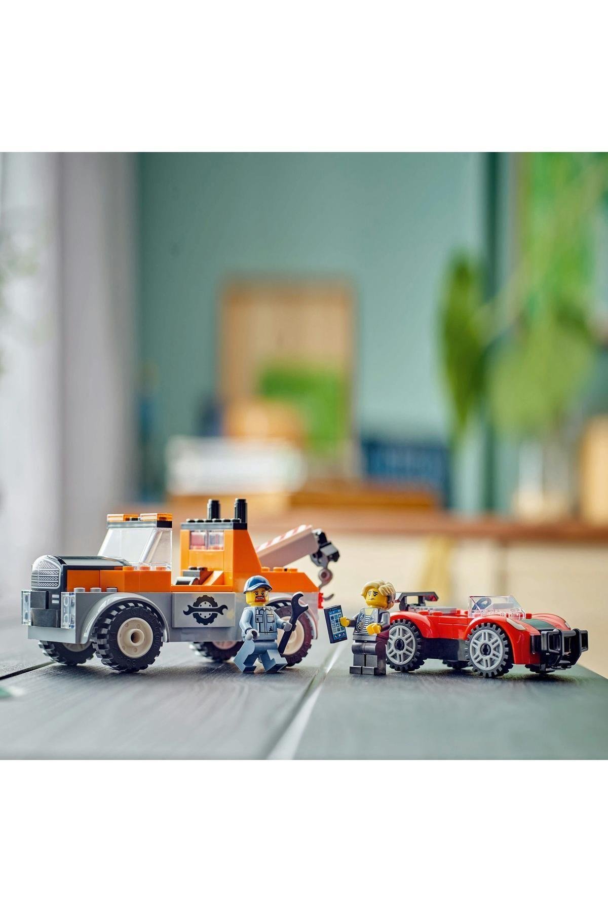 City Çekici Kamyon ve Spor Araba Tamiri 60435 - 4 Yaş ve Üzeri Çocuklar için Yaratıcı Oy-Lego