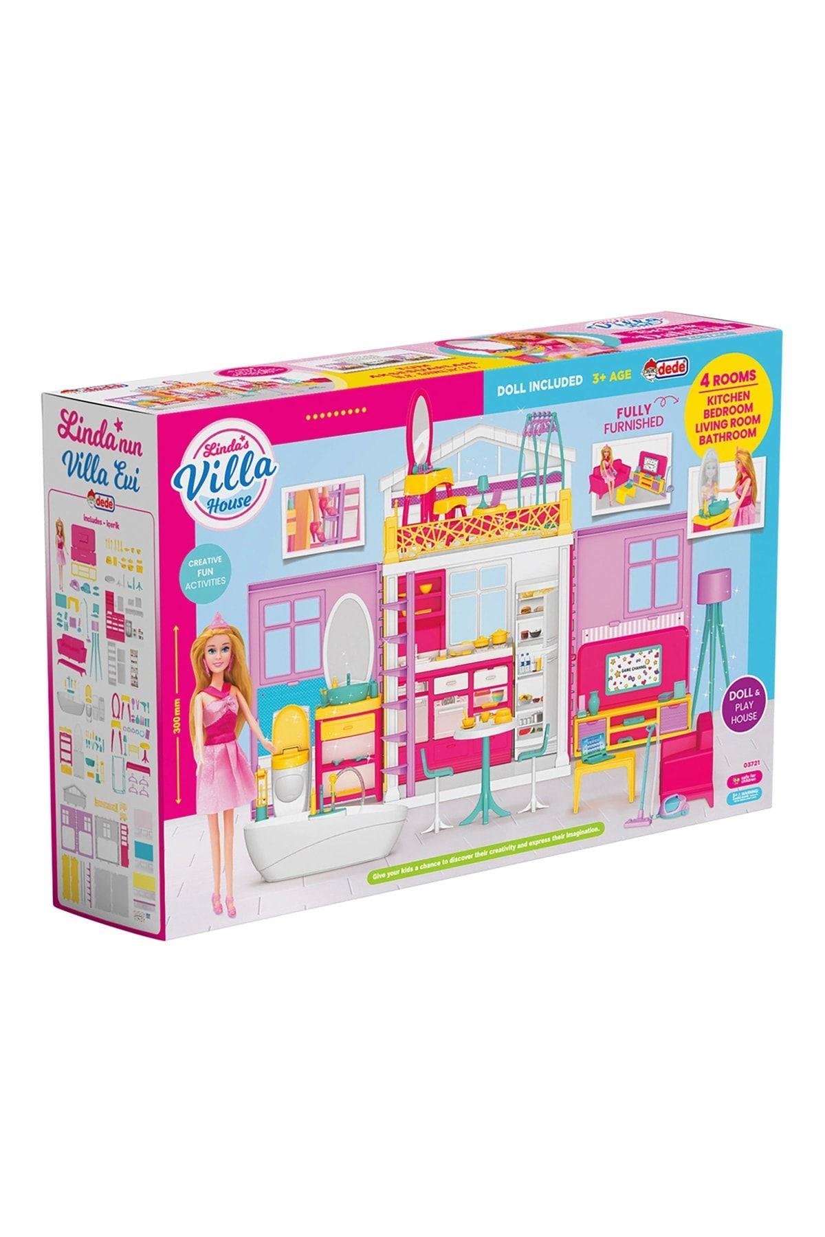 DEDE Linda'nın Villa Evi Oyun Evleri Büyük Boy Set-Kız Rol Oyuncakları