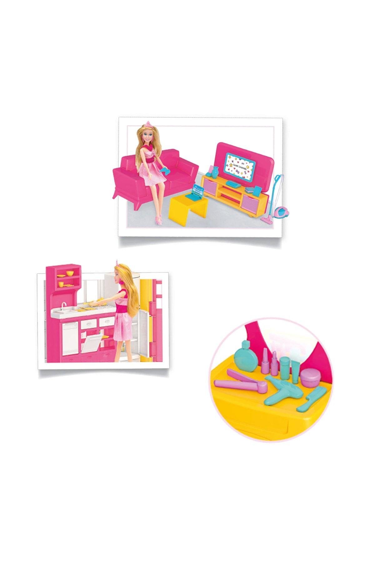 DEDE Linda'nın Villa Evi Oyun Evleri Büyük Boy Set-Kız Rol Oyuncakları