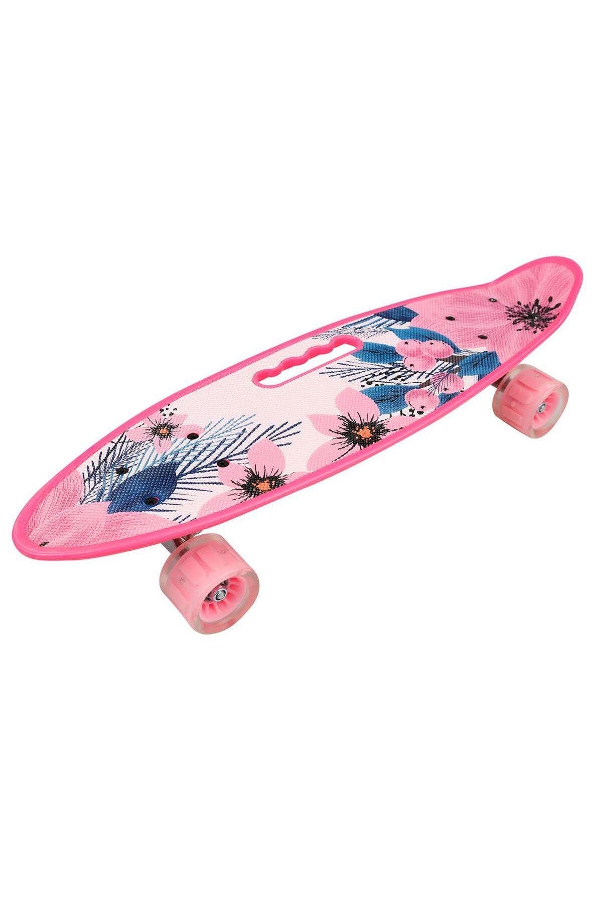 Desenli Orta Boy Işıklı Kaykay 59 Cm-Spor