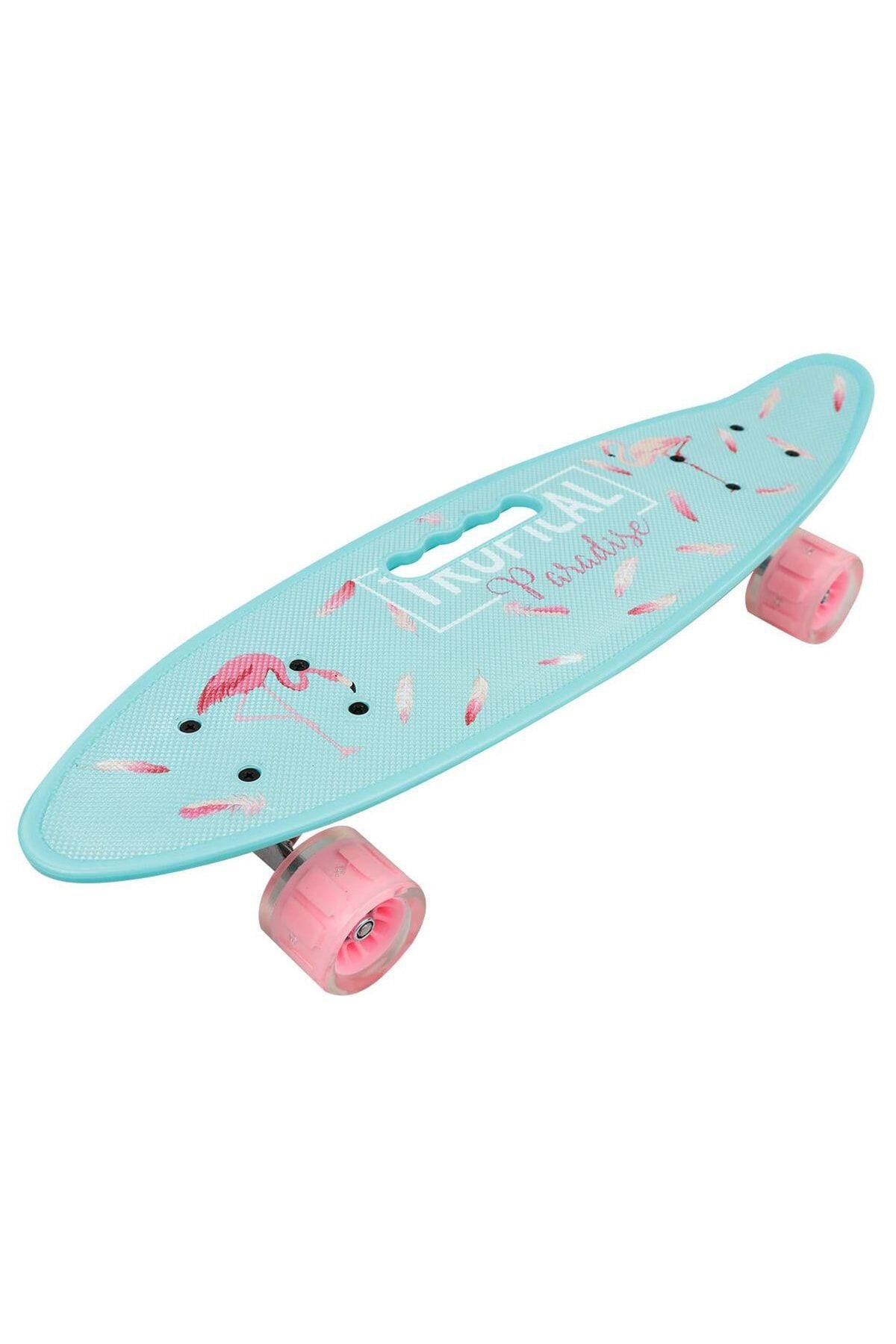 Desenli Orta Boy Işıklı Kaykay 59 Cm-Spor