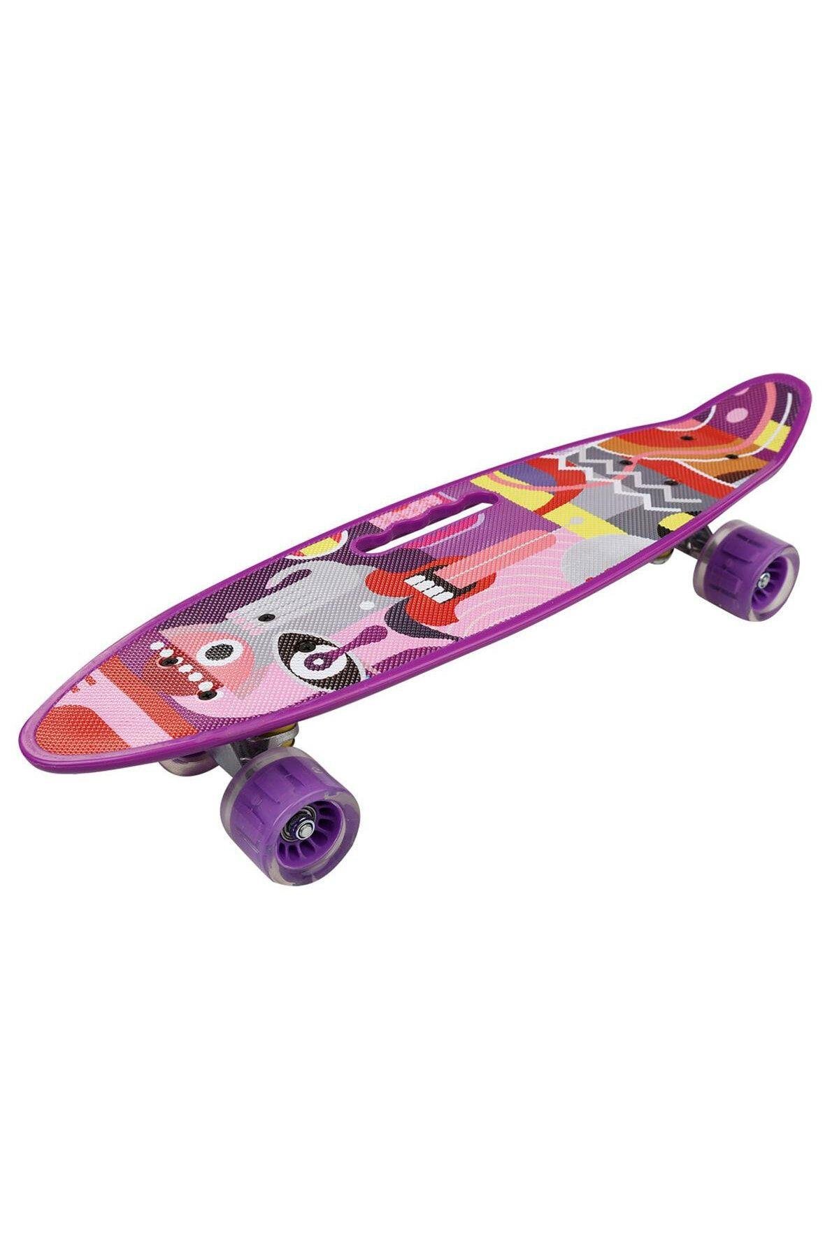 Desenli Orta Boy Işıklı Kaykay 59 Cm-Spor