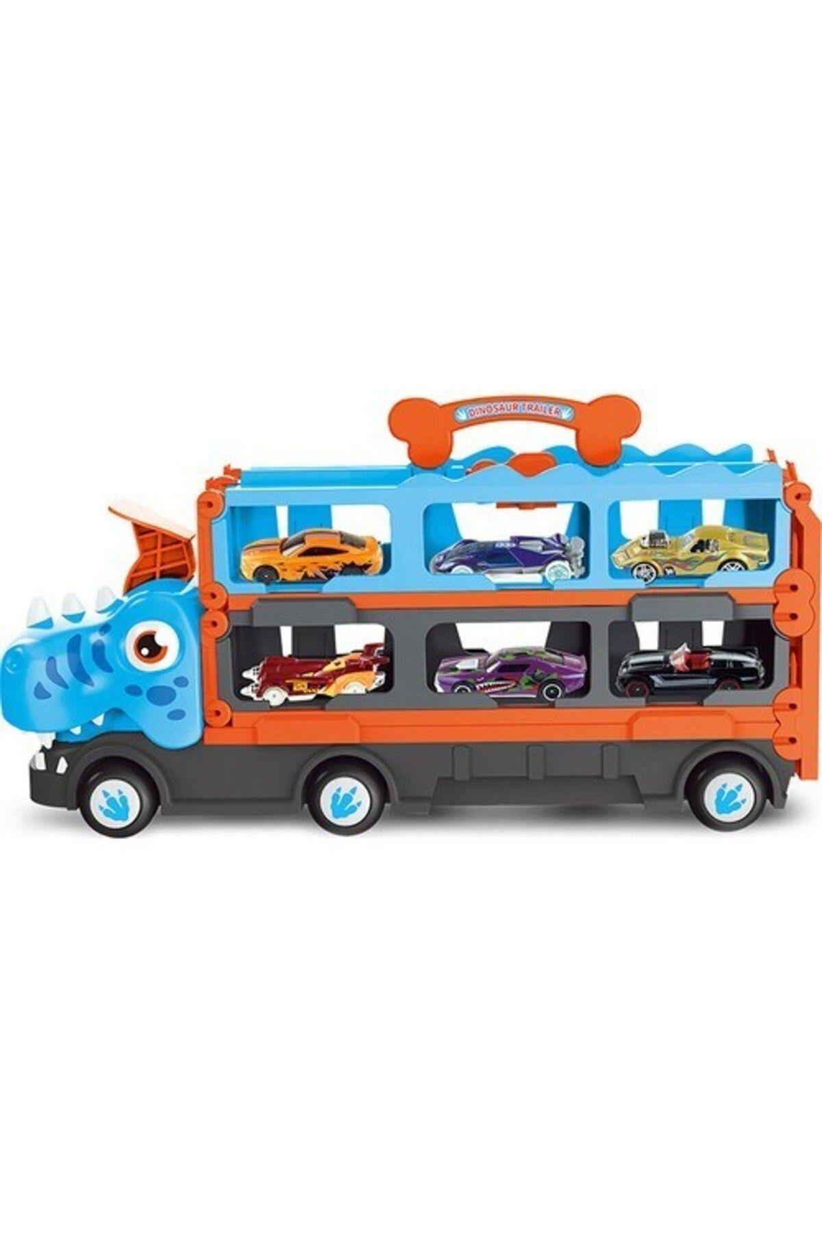 Dinazor Sürat Pistli Tır Uzayabilen Parkurlu Sürat Pisti 159 cm 6 Araçlı-Oyuncak Arabalar ve Kamyonlar