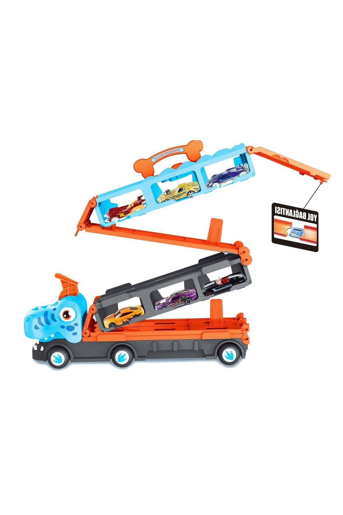 Dinazor Sürat Pistli Tır Uzayabilen Parkurlu Sürat Pisti 159 cm 6 Araçlı-Oyuncak Arabalar ve Kamyonlar