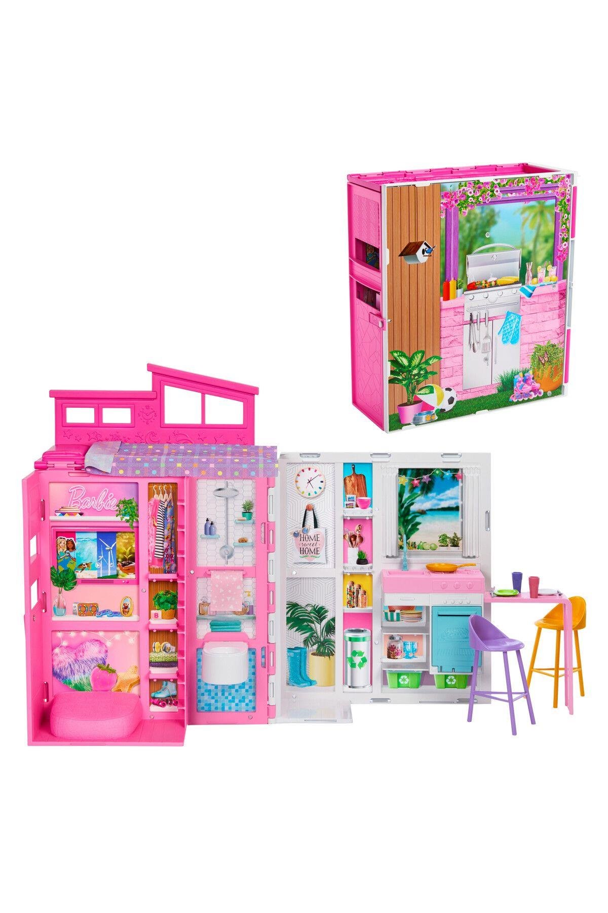 Doll House Playset, Getaway House with 4 Play Areas Including Kitchen, Bathroom, Bedroom and Lounge-Kız Rol Oyuncakları