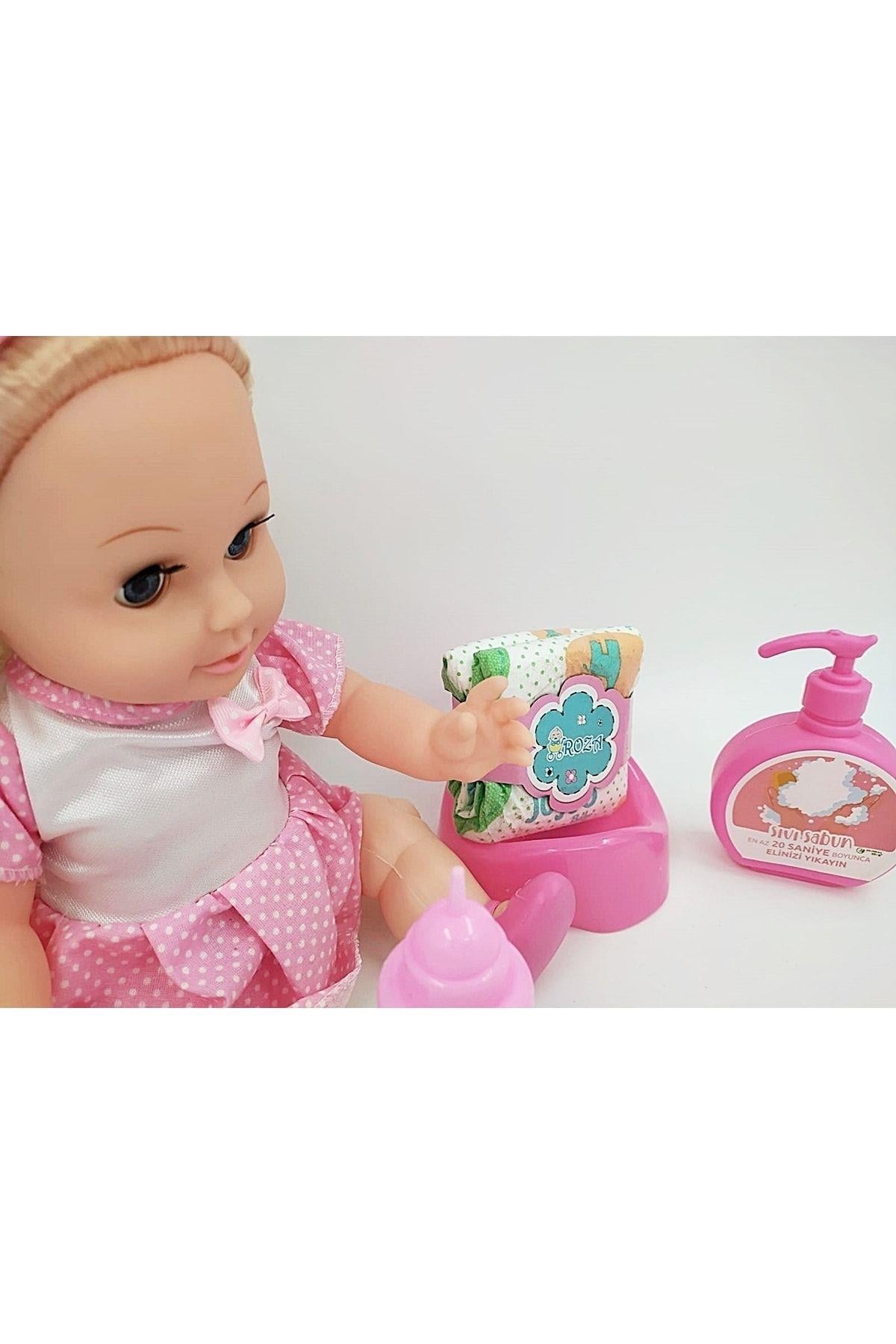 Global Toys Altını Islatan 8 Farklı Türkçe Cümle Kuran Biberon Ve Emzikli 32 Cm Roza Bebek-Oyuncak Bebekler