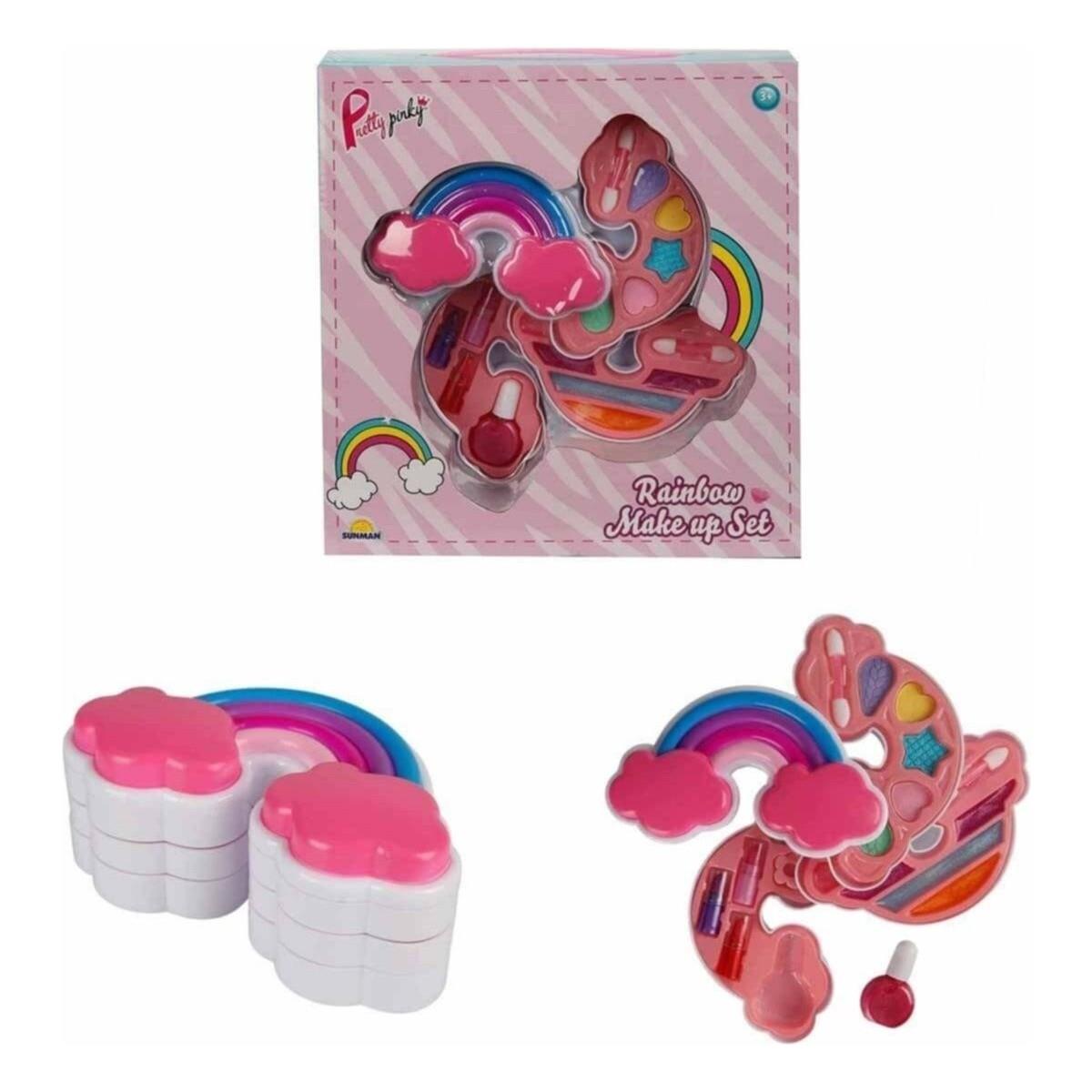 Gökkuşağı Şekilli 3 Katmanlı Oyuncak Güzellik ve Makyaj Seti-Kız Rol Oyuncakları