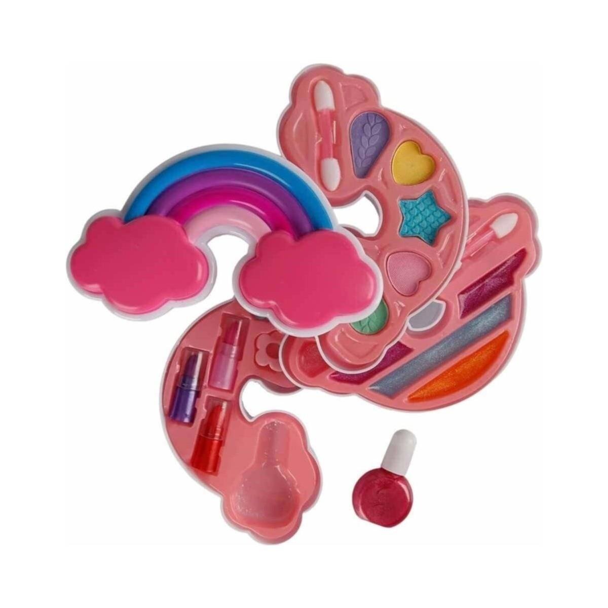 Gökkuşağı Şekilli 3 Katmanlı Oyuncak Güzellik ve Makyaj Seti-Kız Rol Oyuncakları