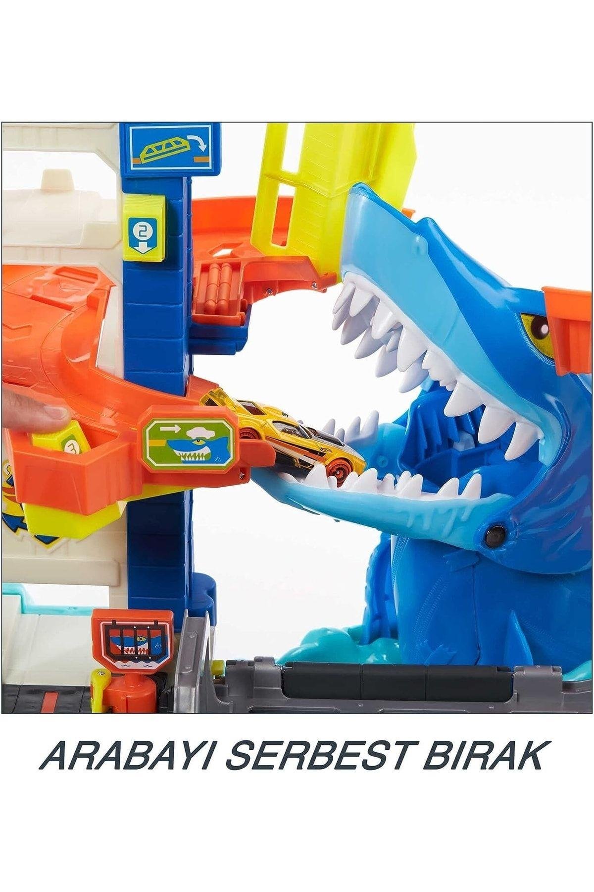 HOT WHEELS City Köpek Balığından Kaçış Oyun Seti-Araba Garaj ve Setleri