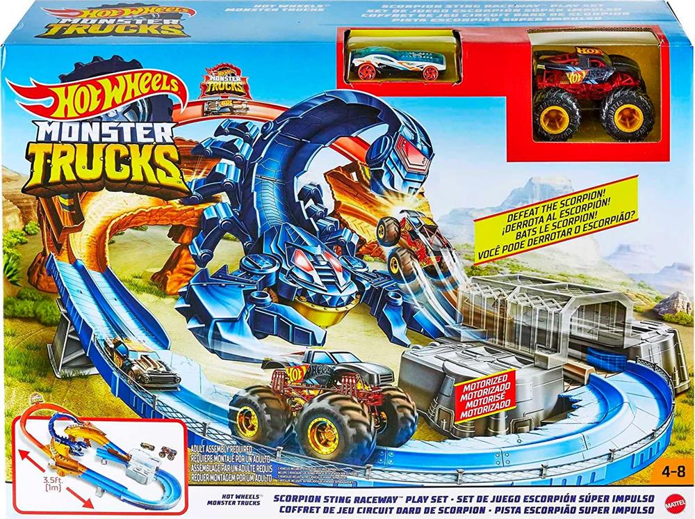 Hot Wheels Monster Trucks Akrep Isırığı Yarış Pisti GTL33-Araba Garaj ve Setleri